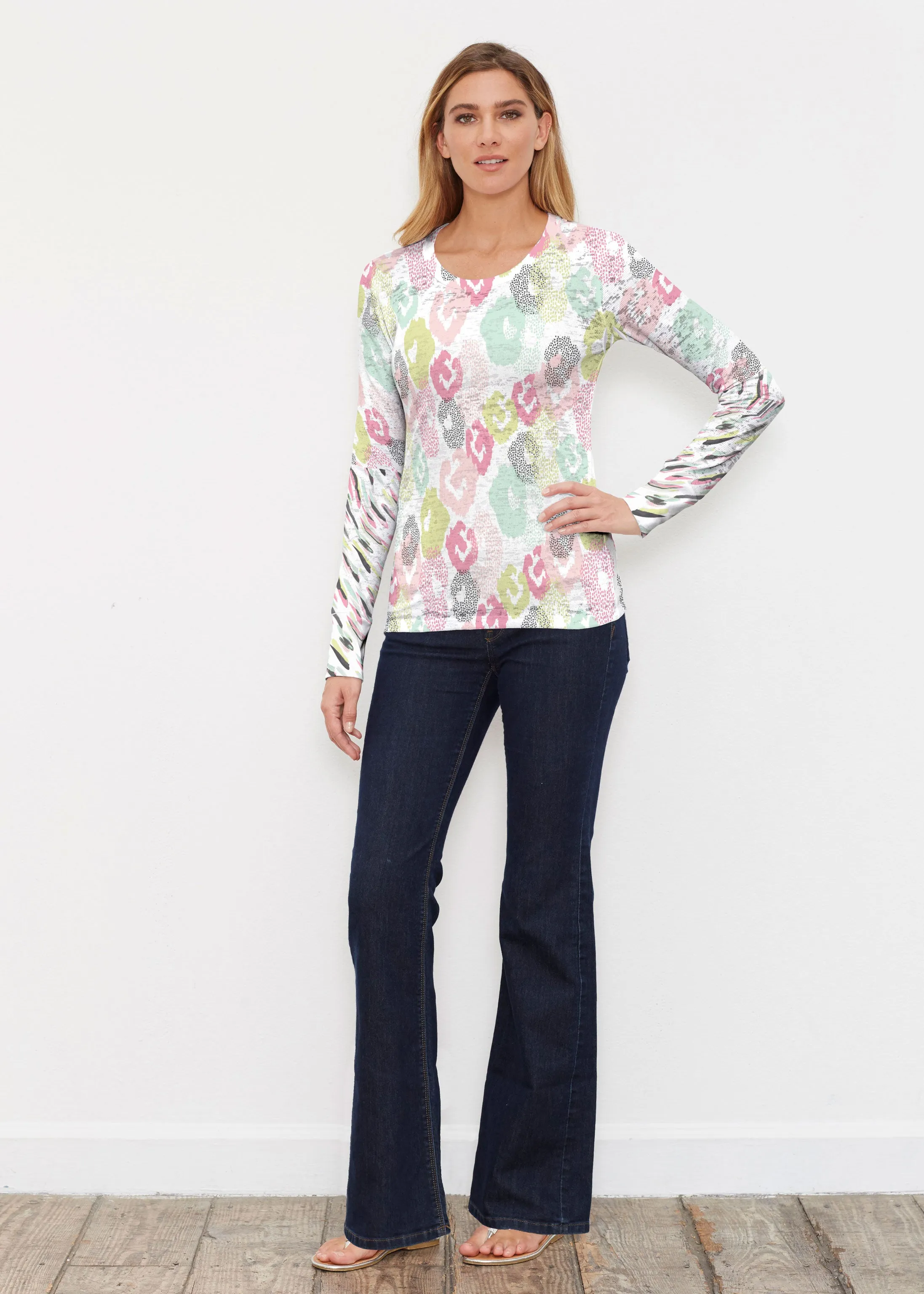 Abstract Pastel Ikat (7813) ~ Thermal Long Sleeve Crew Shirt