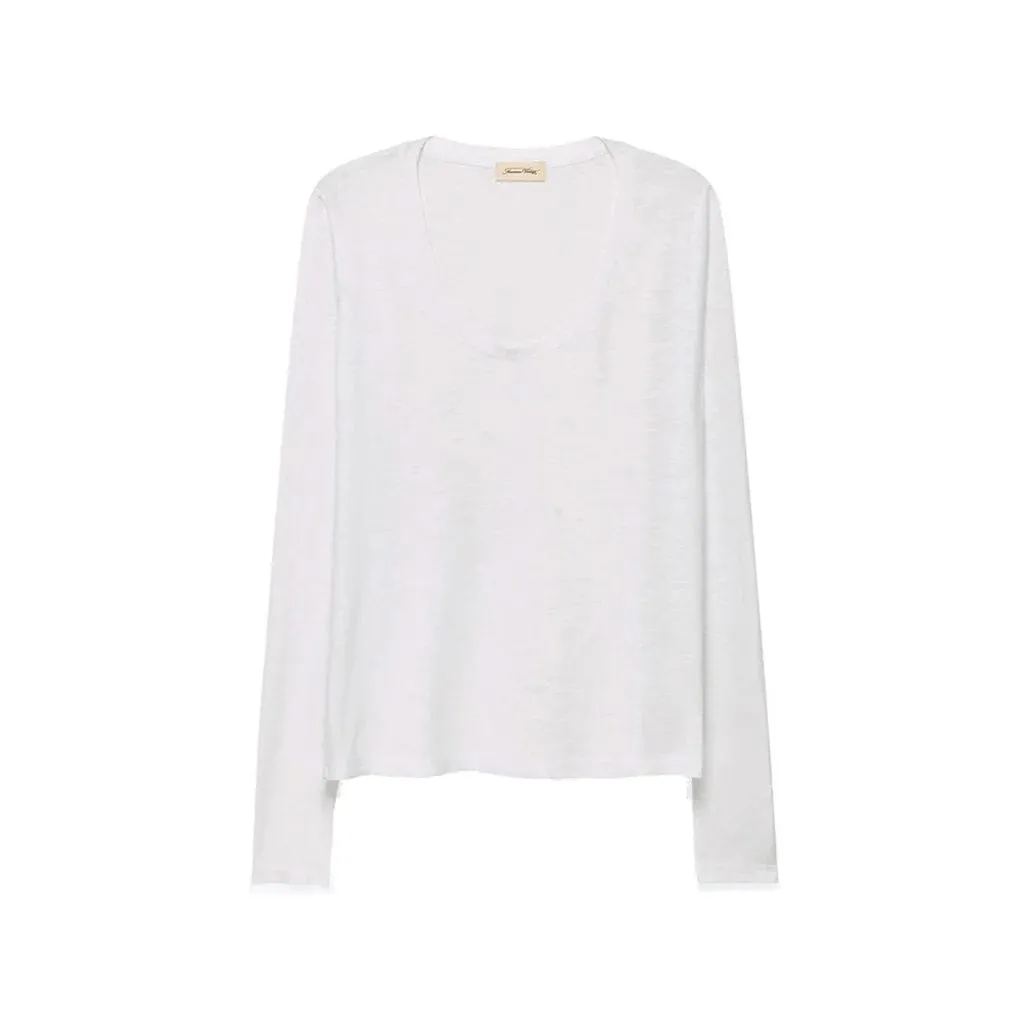 American Vintage Women's T-shirt Jacksonville Longsleeve Scoop Neck- White