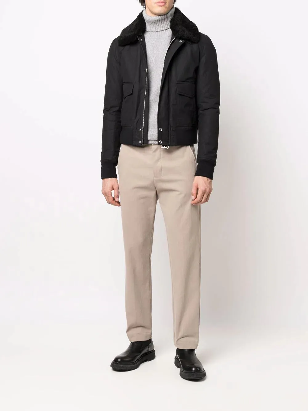 AMI PARIS Shearling Collar Jacket Black