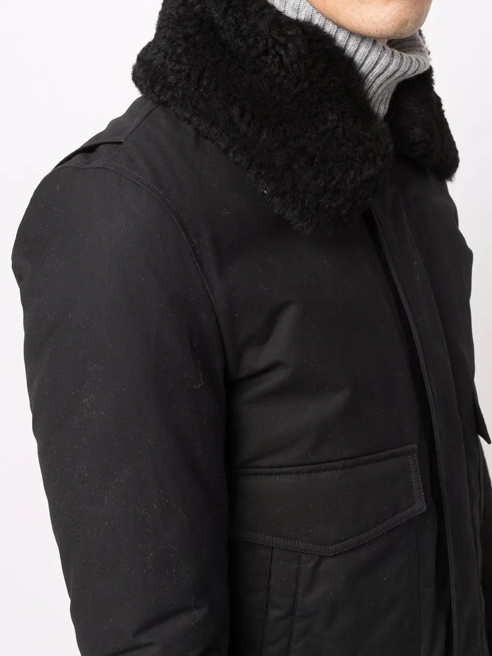 AMI PARIS Shearling Collar Jacket Black