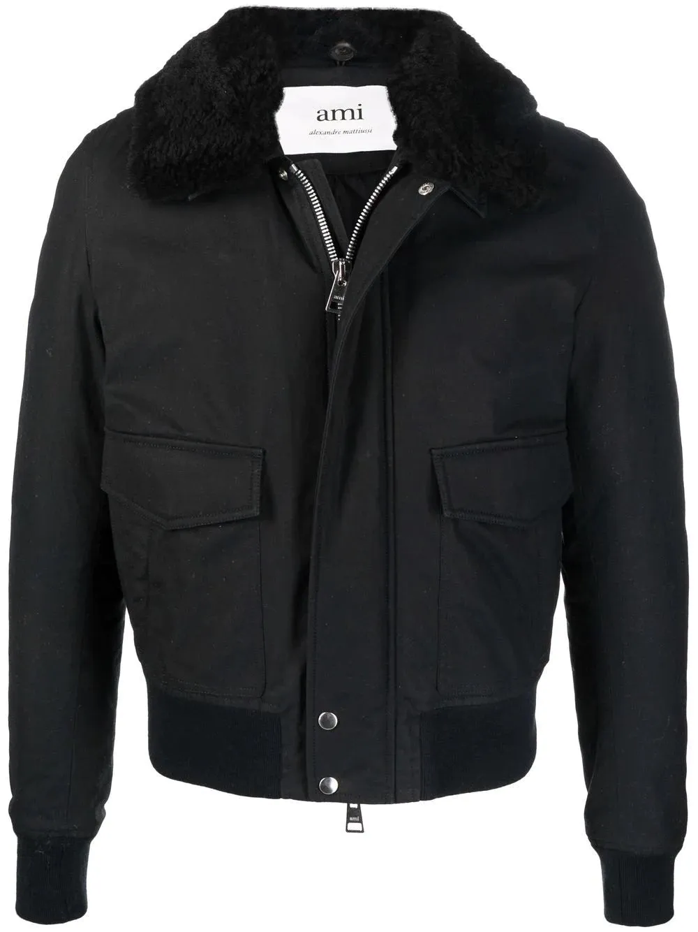 AMI PARIS Shearling Collar Jacket Black