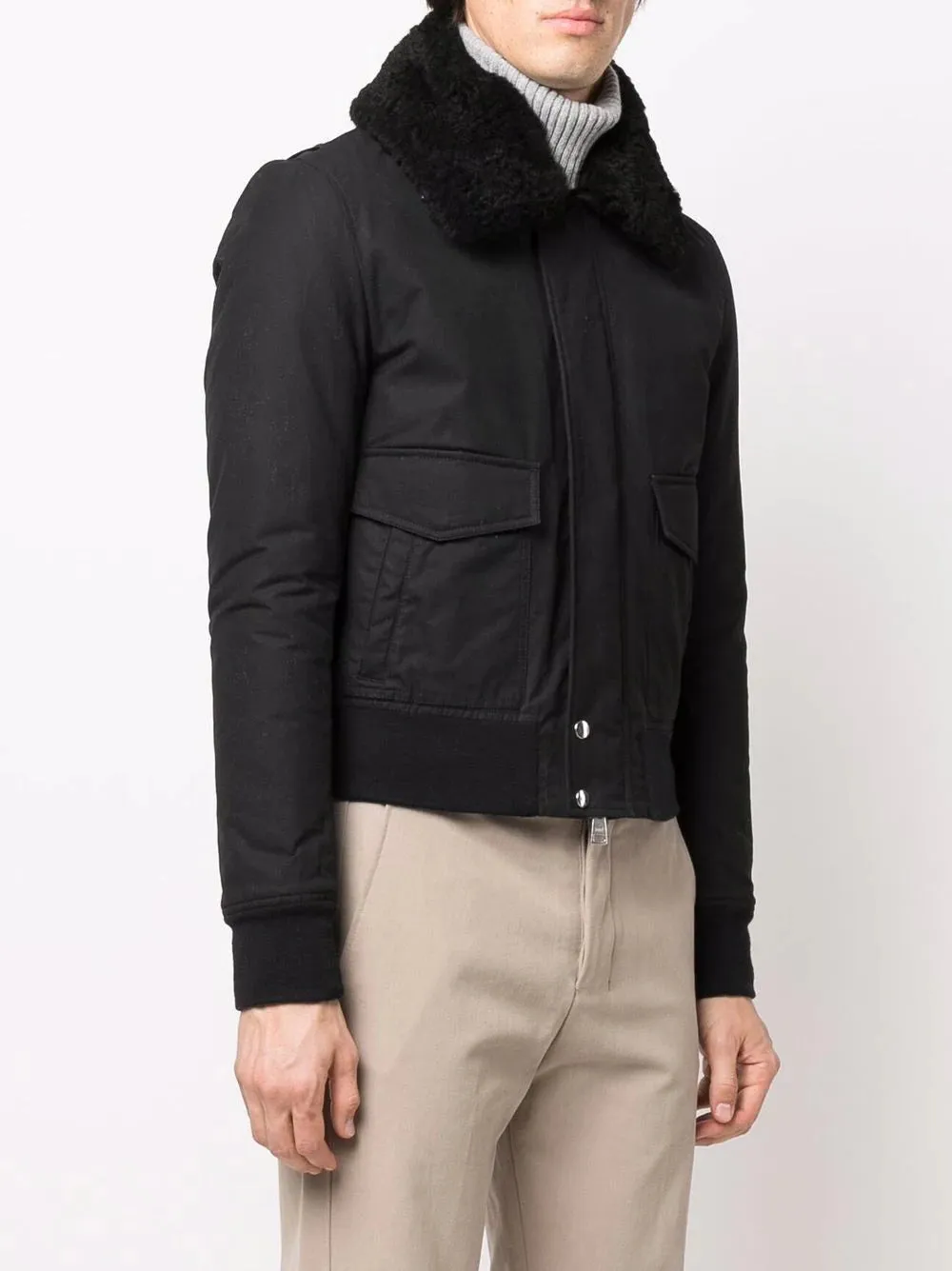 AMI PARIS Shearling Collar Jacket Black