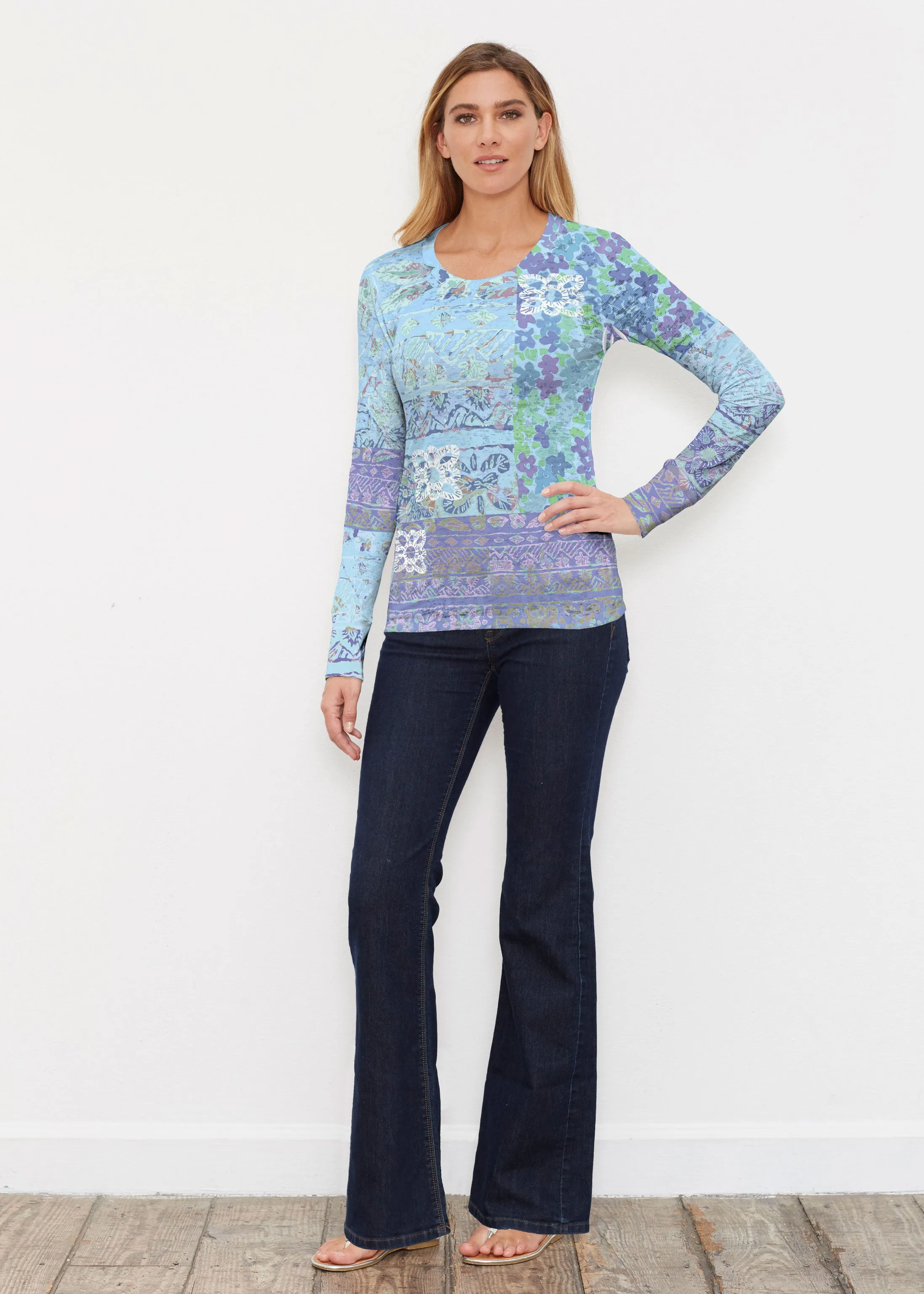 Aspen Aqua (19186) ~ Thermal Long Sleeve Crew Shirt