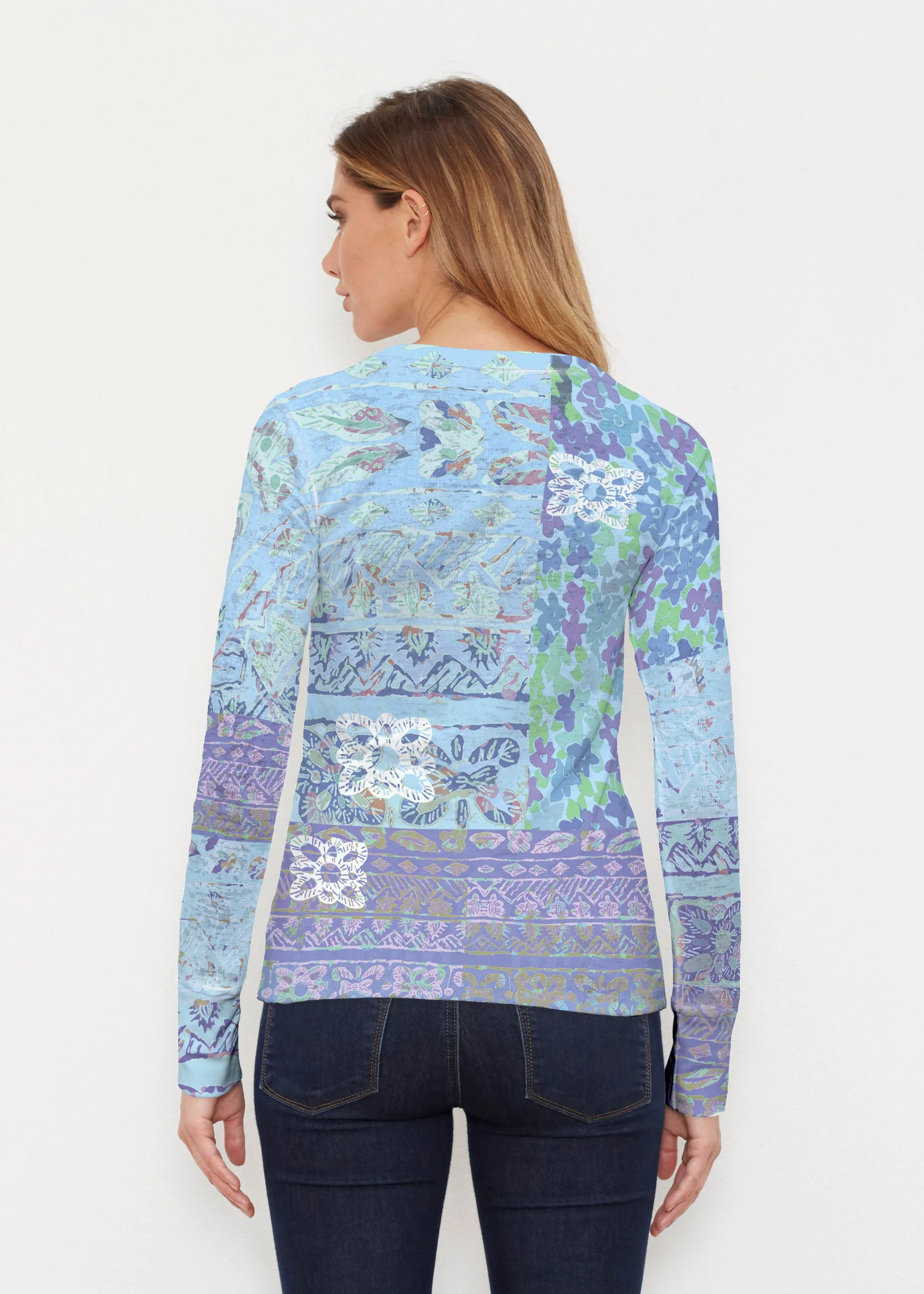 Aspen Aqua (19186) ~ Thermal Long Sleeve Crew Shirt
