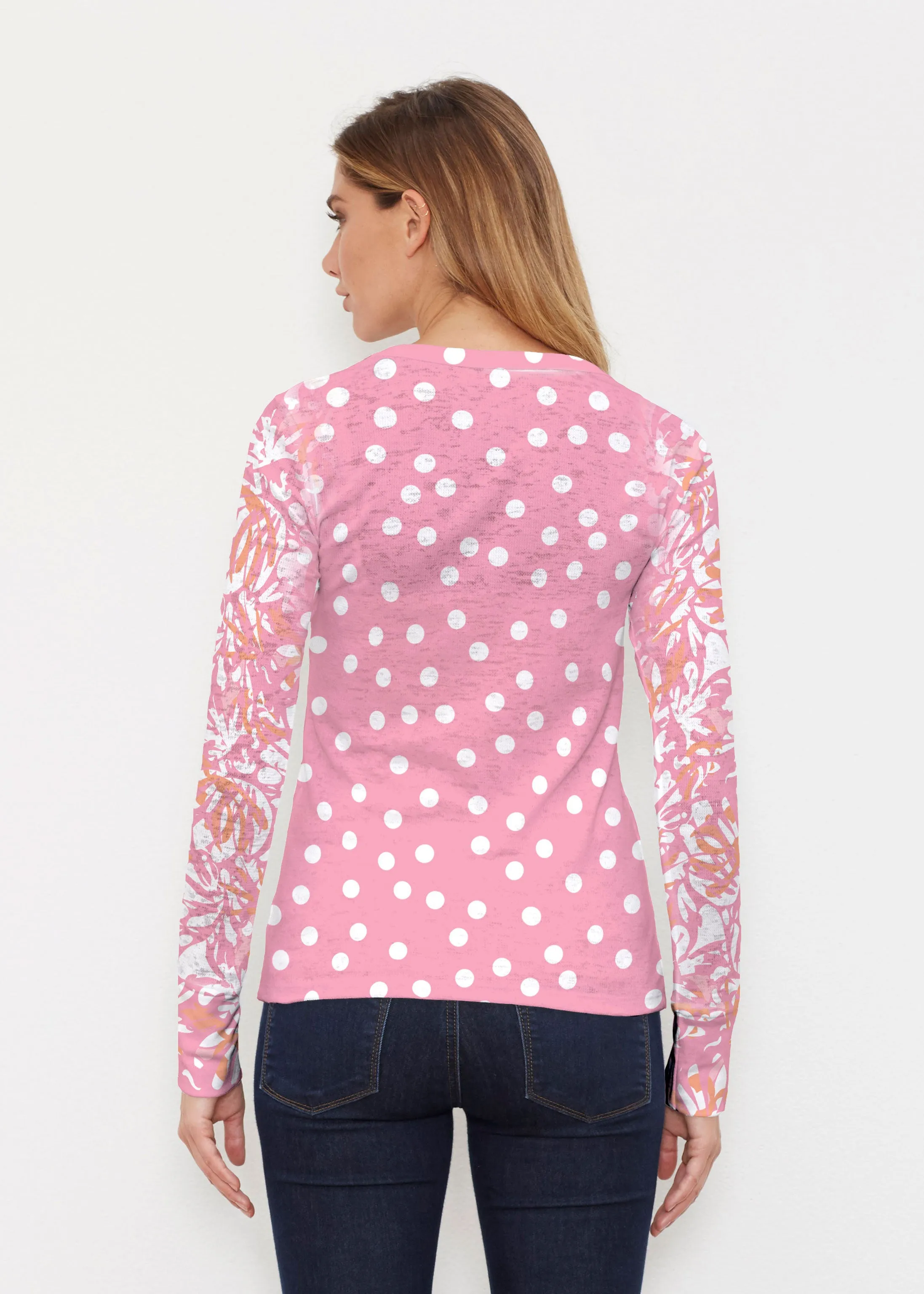 Camouflage Dots Pink (7912) ~ Thermal Long Sleeve Crew Shirt