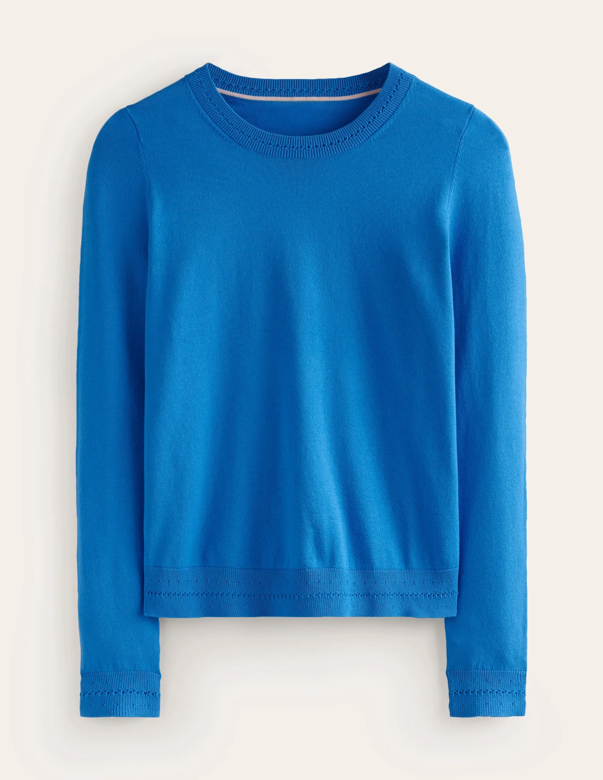 Catriona Cotton Crew Jumper-Bright Cyan Blue