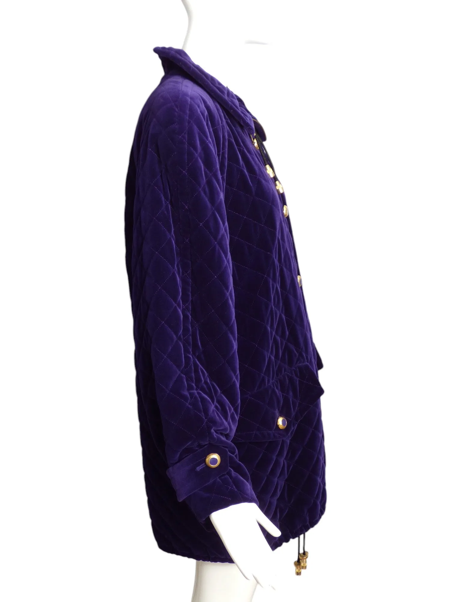 ESCADA- 1980s Purple Quilted Velvet Coat, Size 10