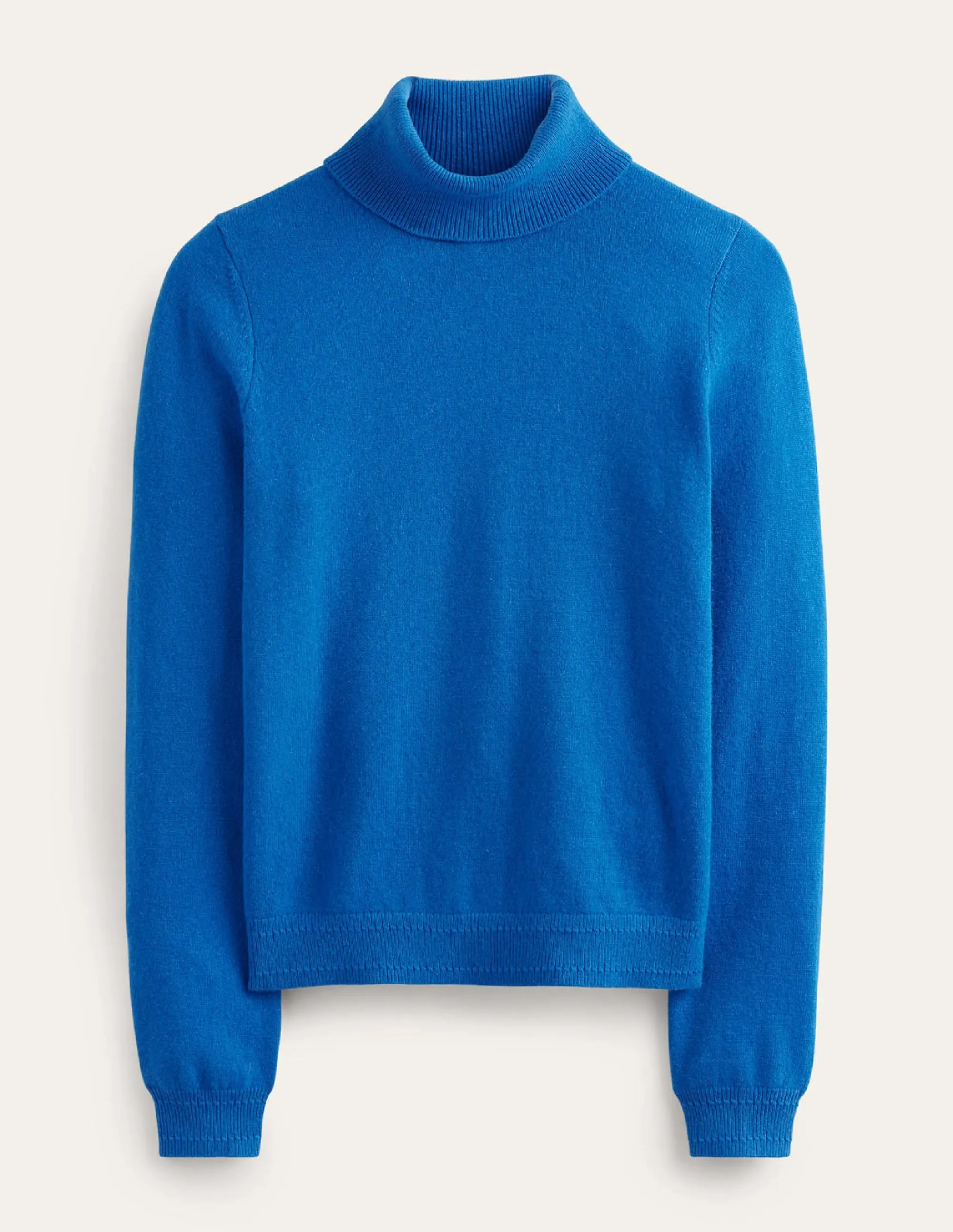 Eva Cashmere Roll Neck Jumper-Cyan