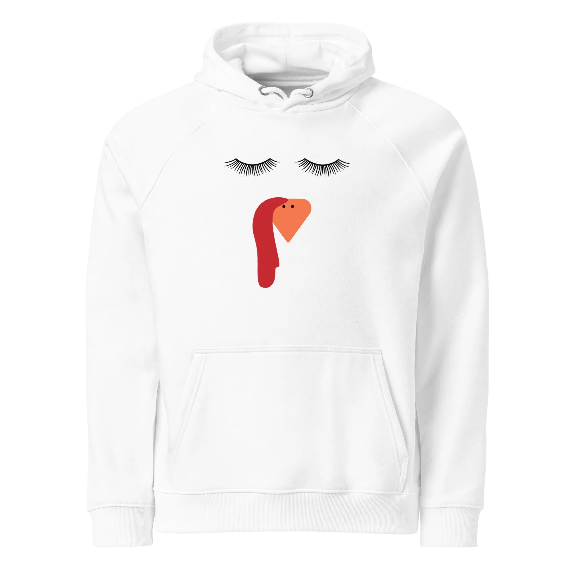 Female Turkey Thanksgiving  Graphic Women Eco Raglan Hoodie