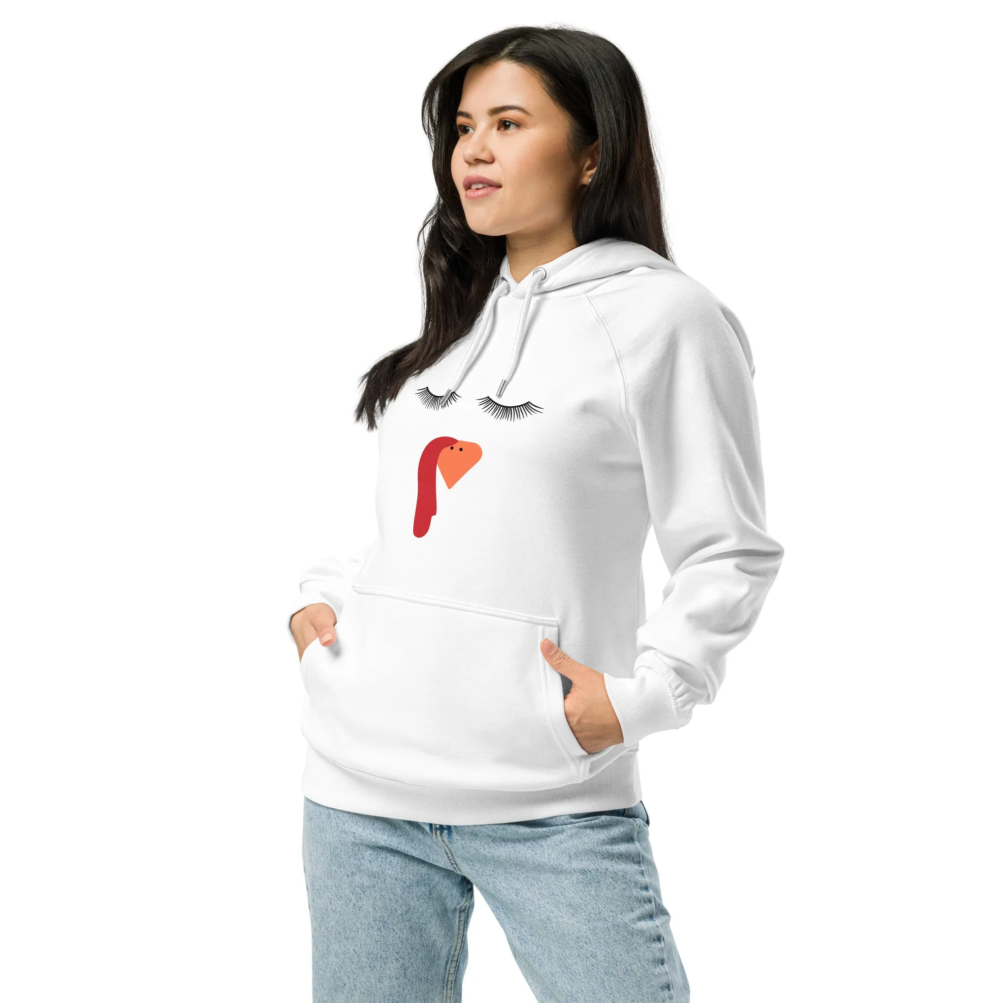 Female Turkey Thanksgiving  Graphic Women Eco Raglan Hoodie
