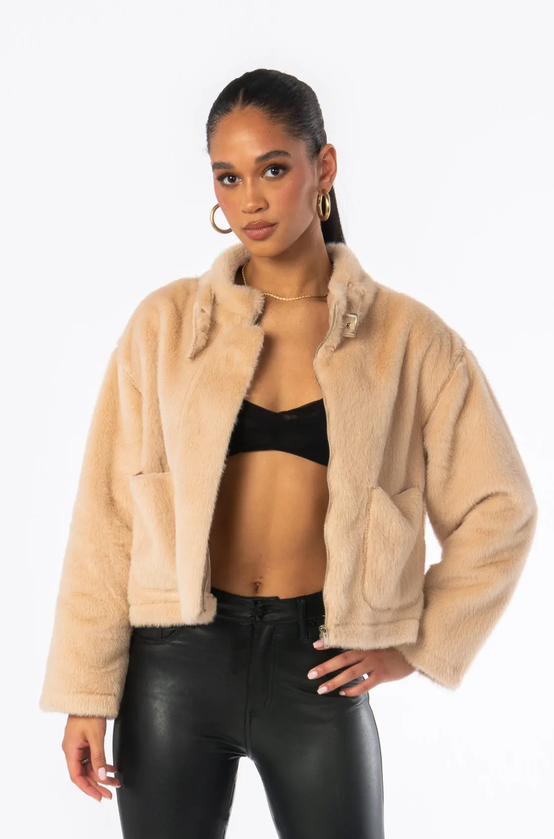 Fernanda Faux Fur Jacket Beige