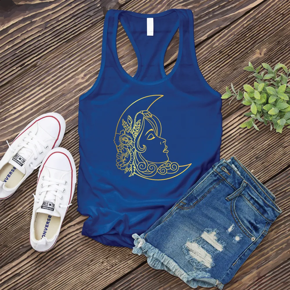 Floral Moon Woman Women's Tank Top