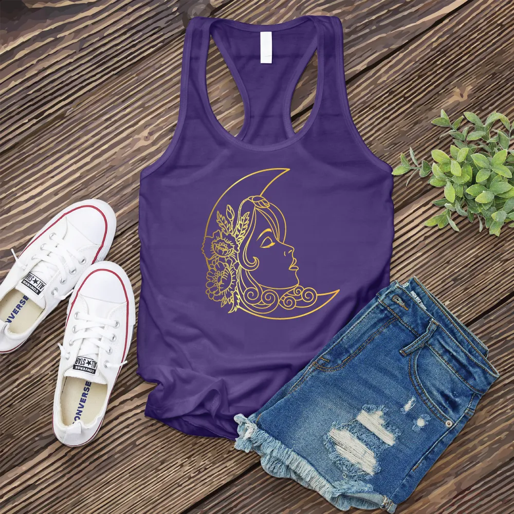 Floral Moon Woman Women's Tank Top