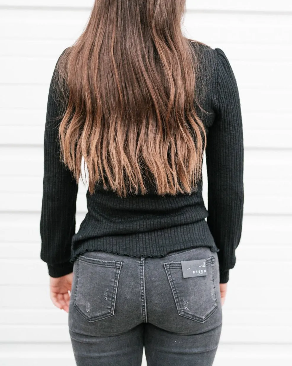 Frilled Turtleneck Long Sleeve Top