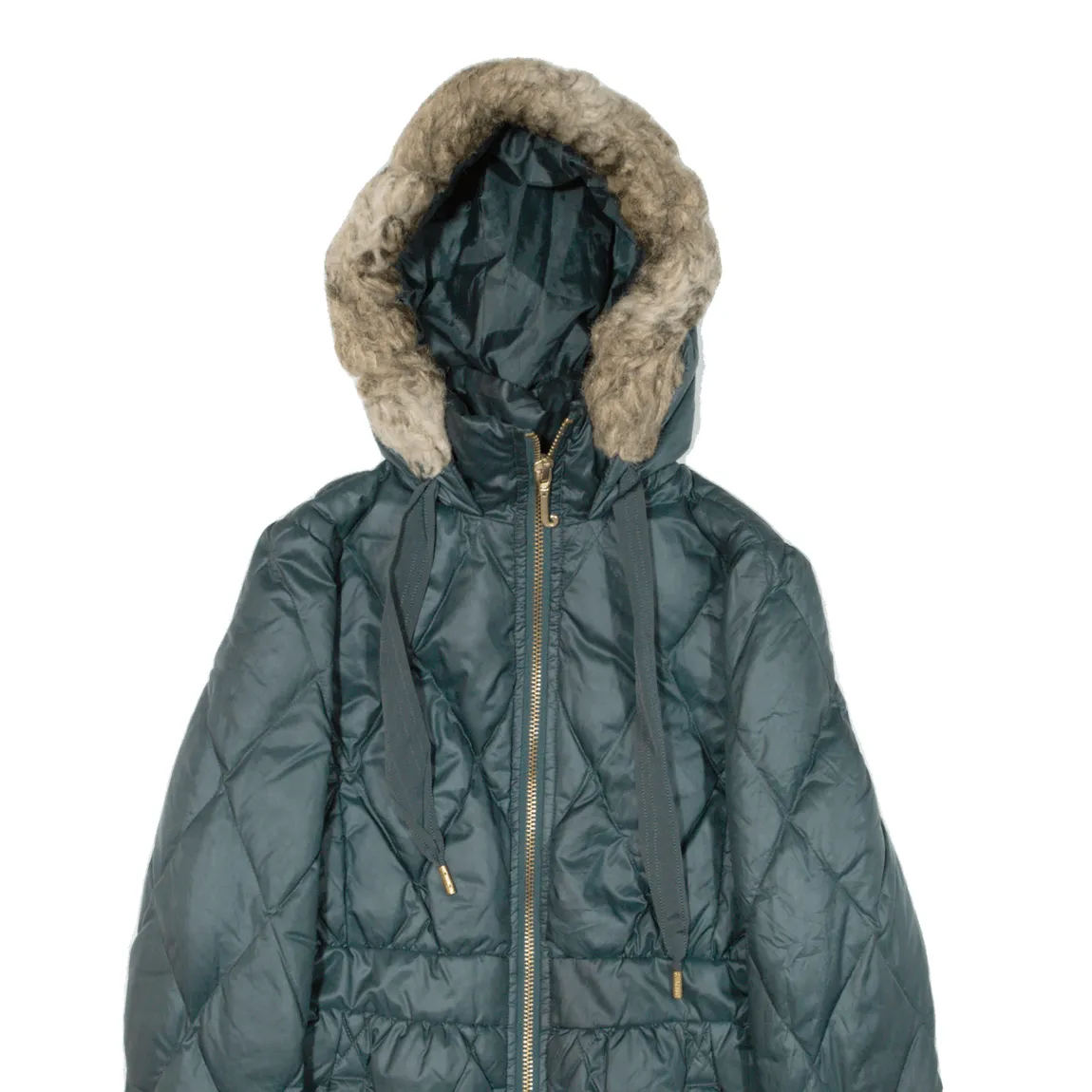 JUICY COUTURE Insulated Womens Quilted Coat Green Hooded S