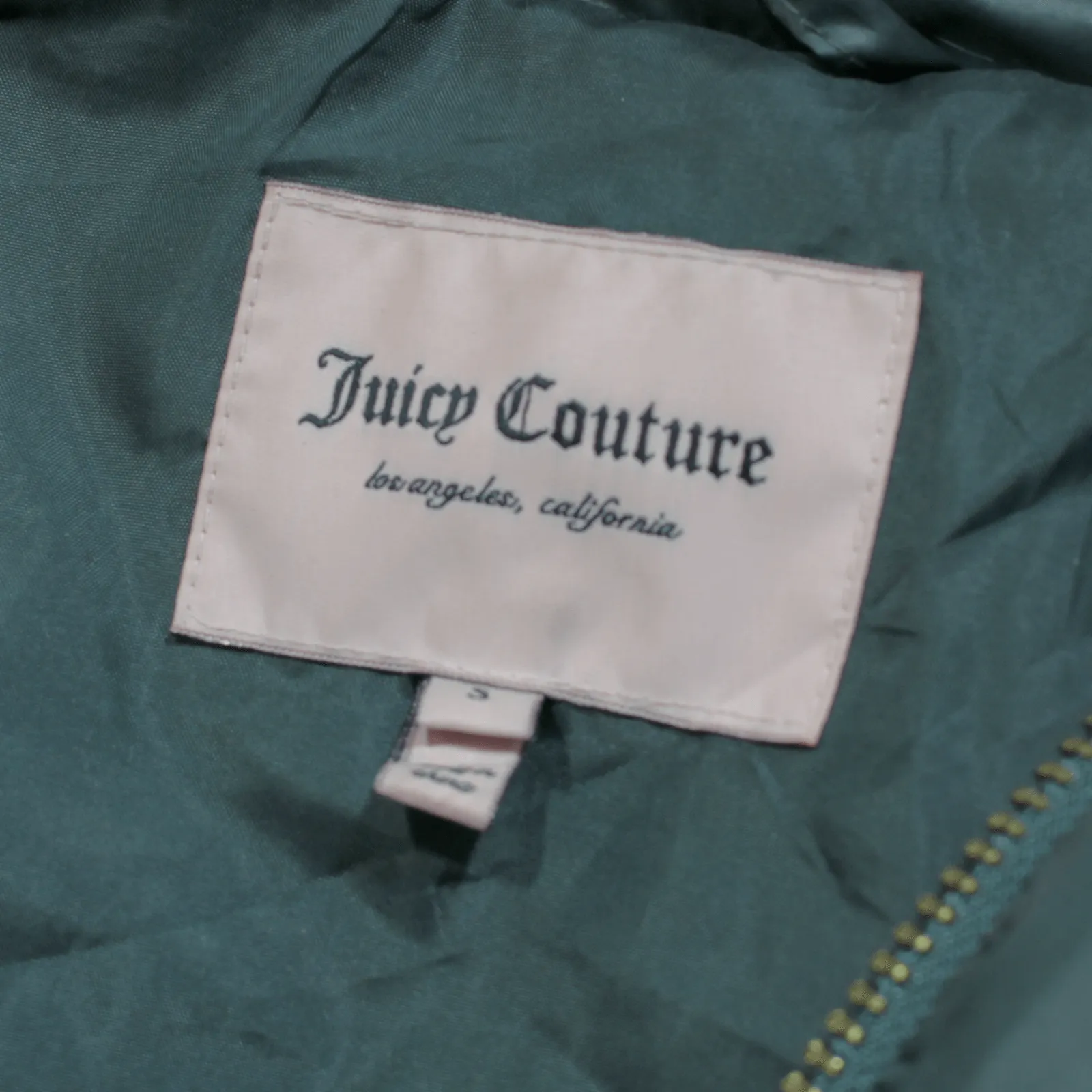 JUICY COUTURE Insulated Womens Quilted Coat Green Hooded S