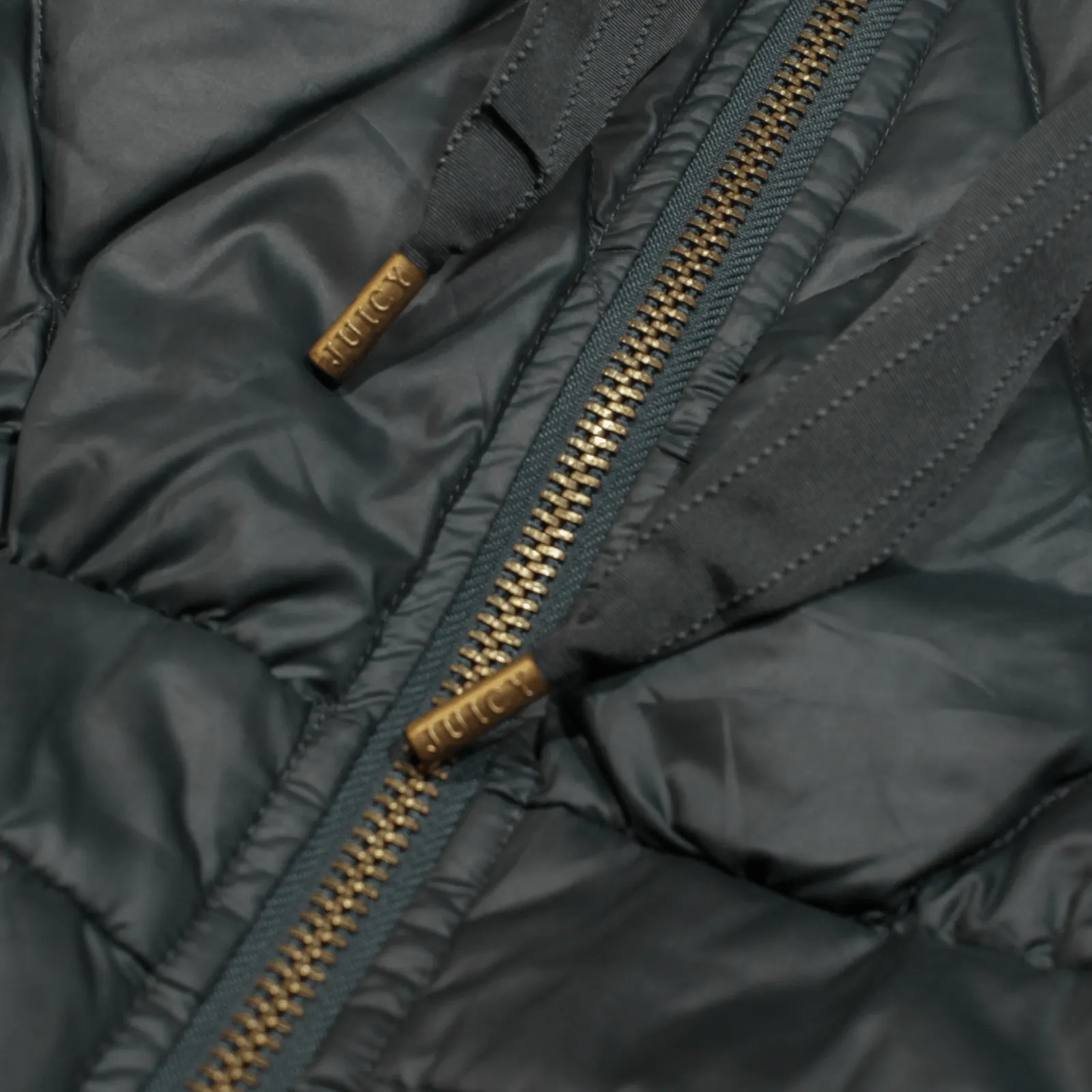 JUICY COUTURE Insulated Womens Quilted Coat Green Hooded S