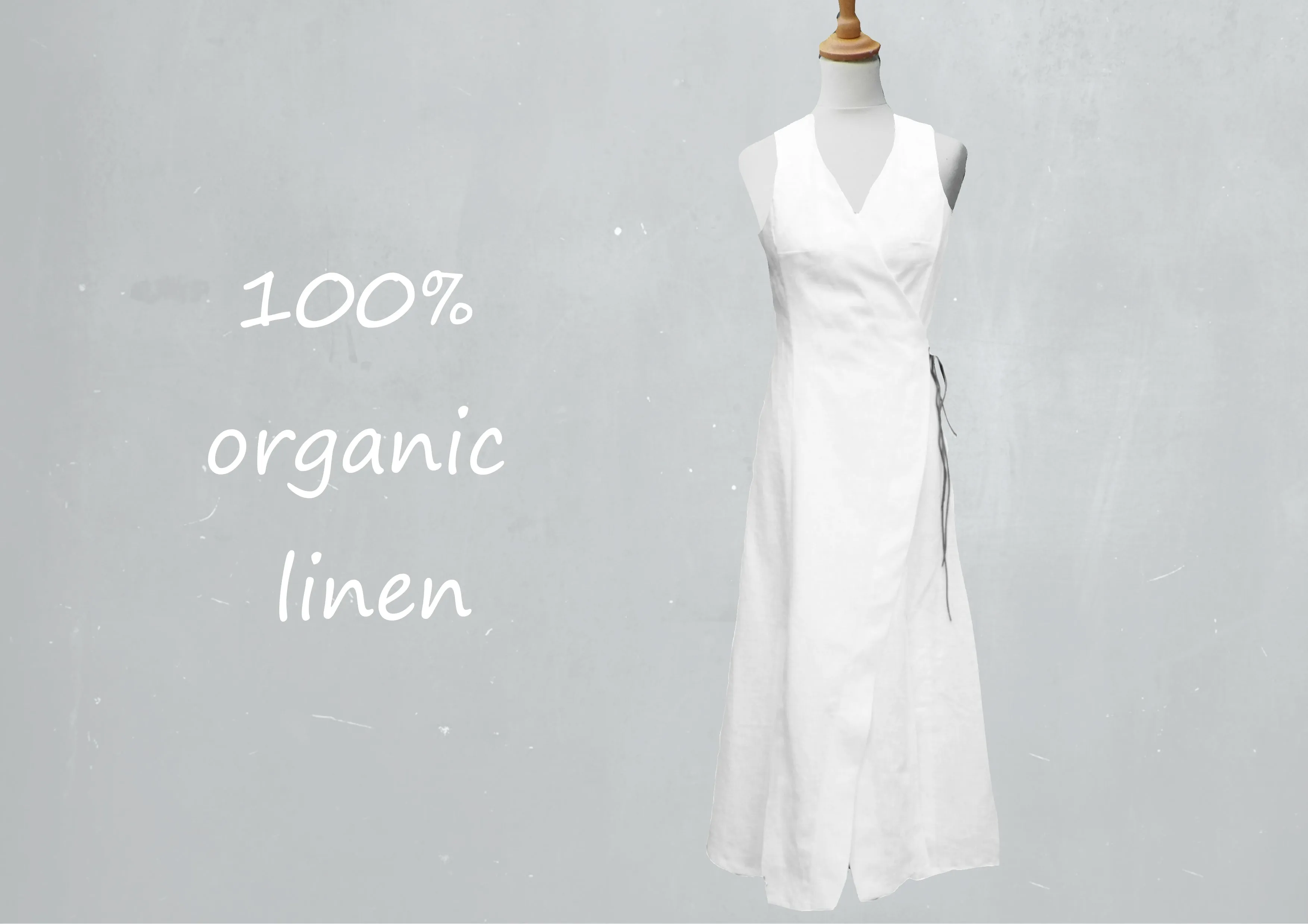 lange linnen overslag jurk  / linen maxi wrap dress