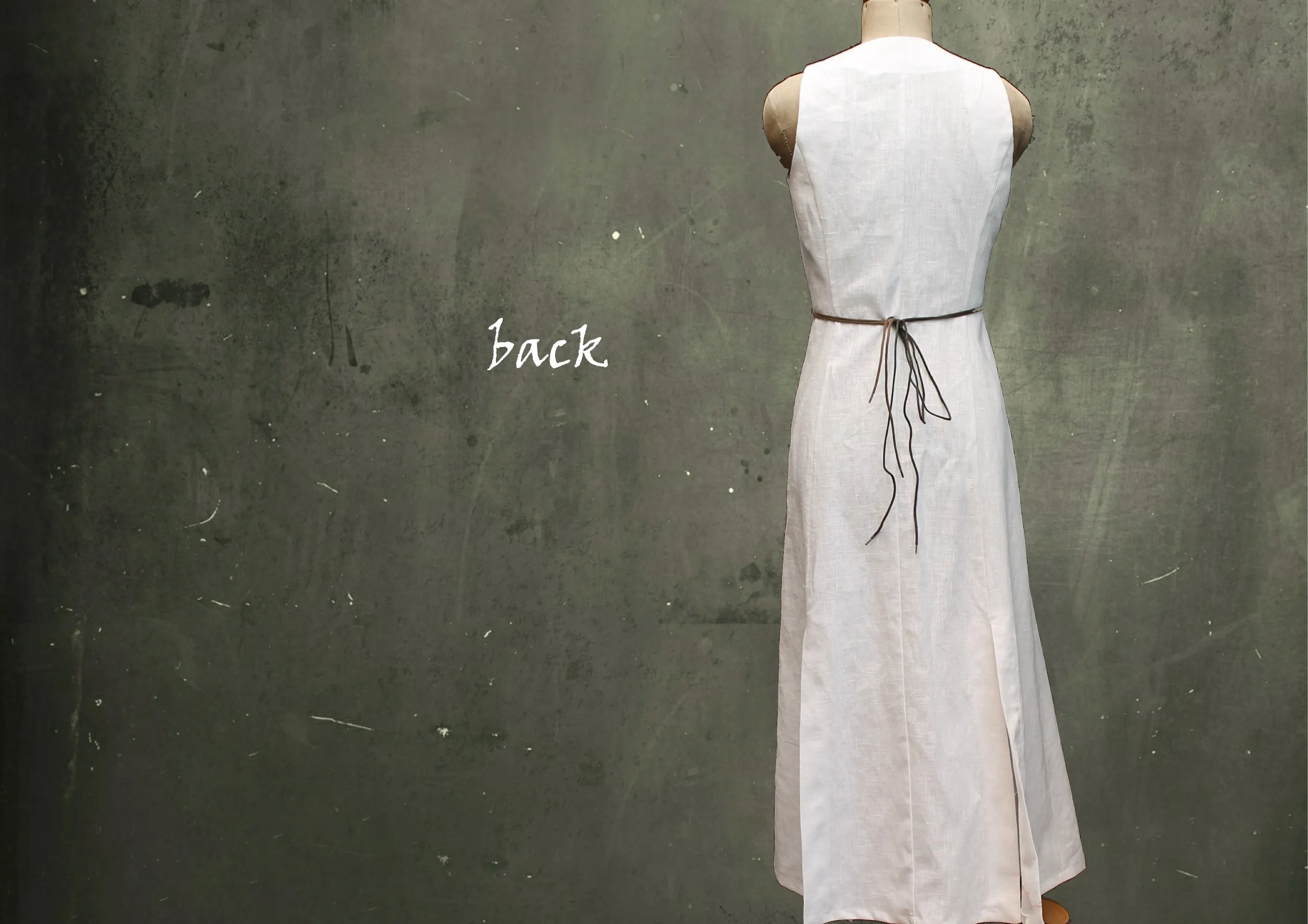 lange linnen overslag jurk  / linen maxi wrap dress