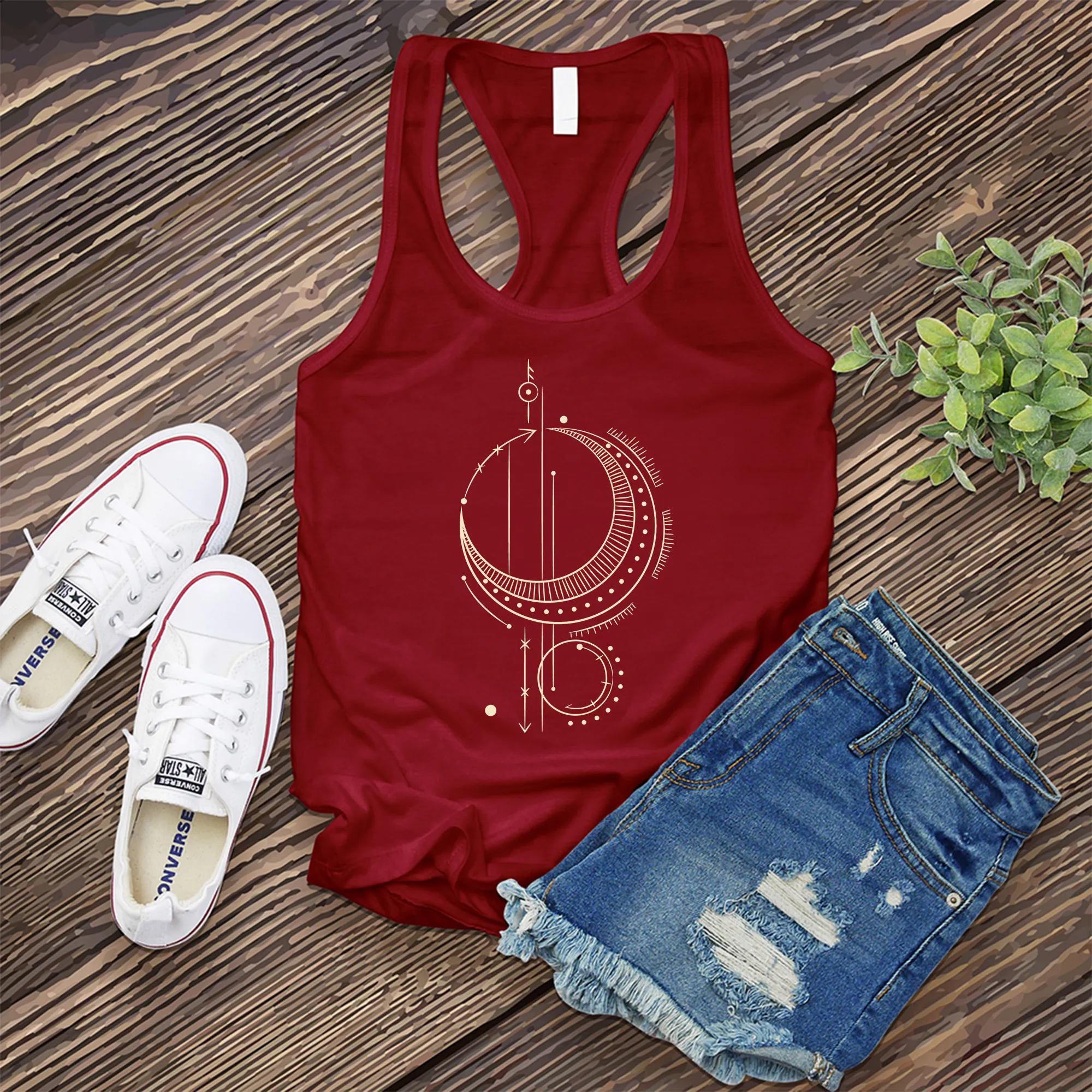 Line Art Moon Women's Tank Top