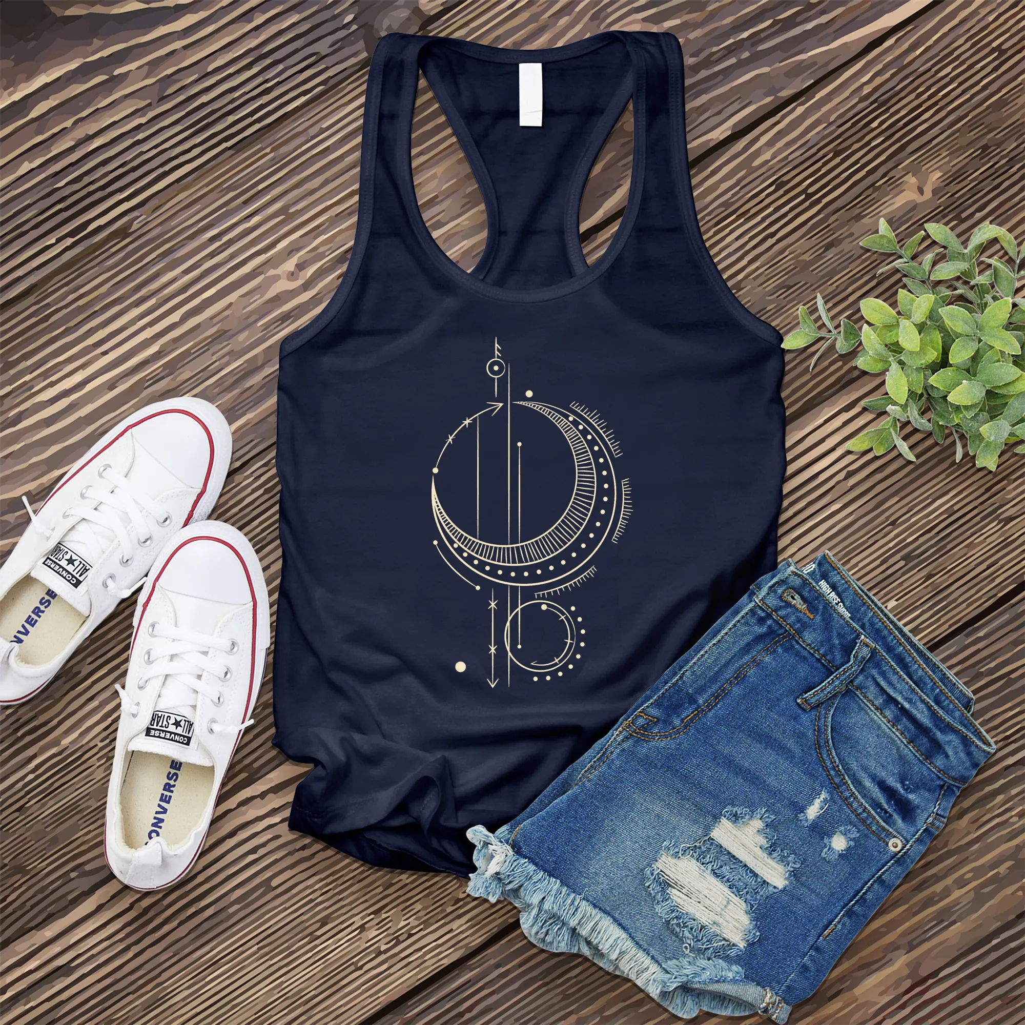 Line Art Moon Women's Tank Top