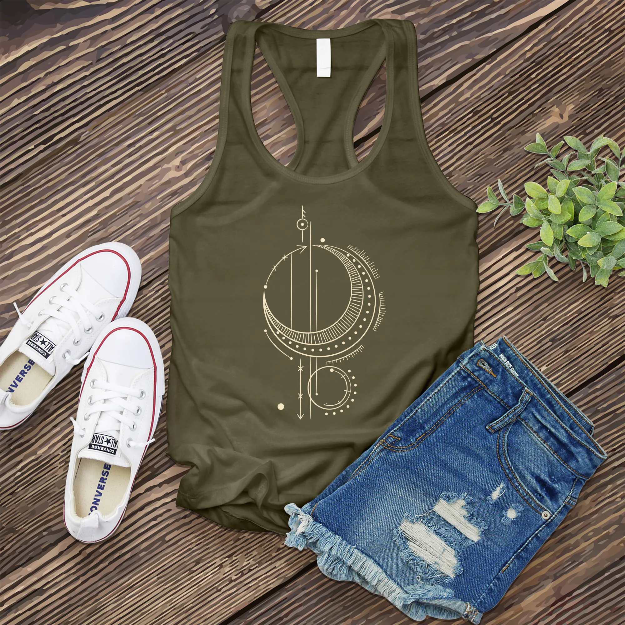 Line Art Moon Women's Tank Top