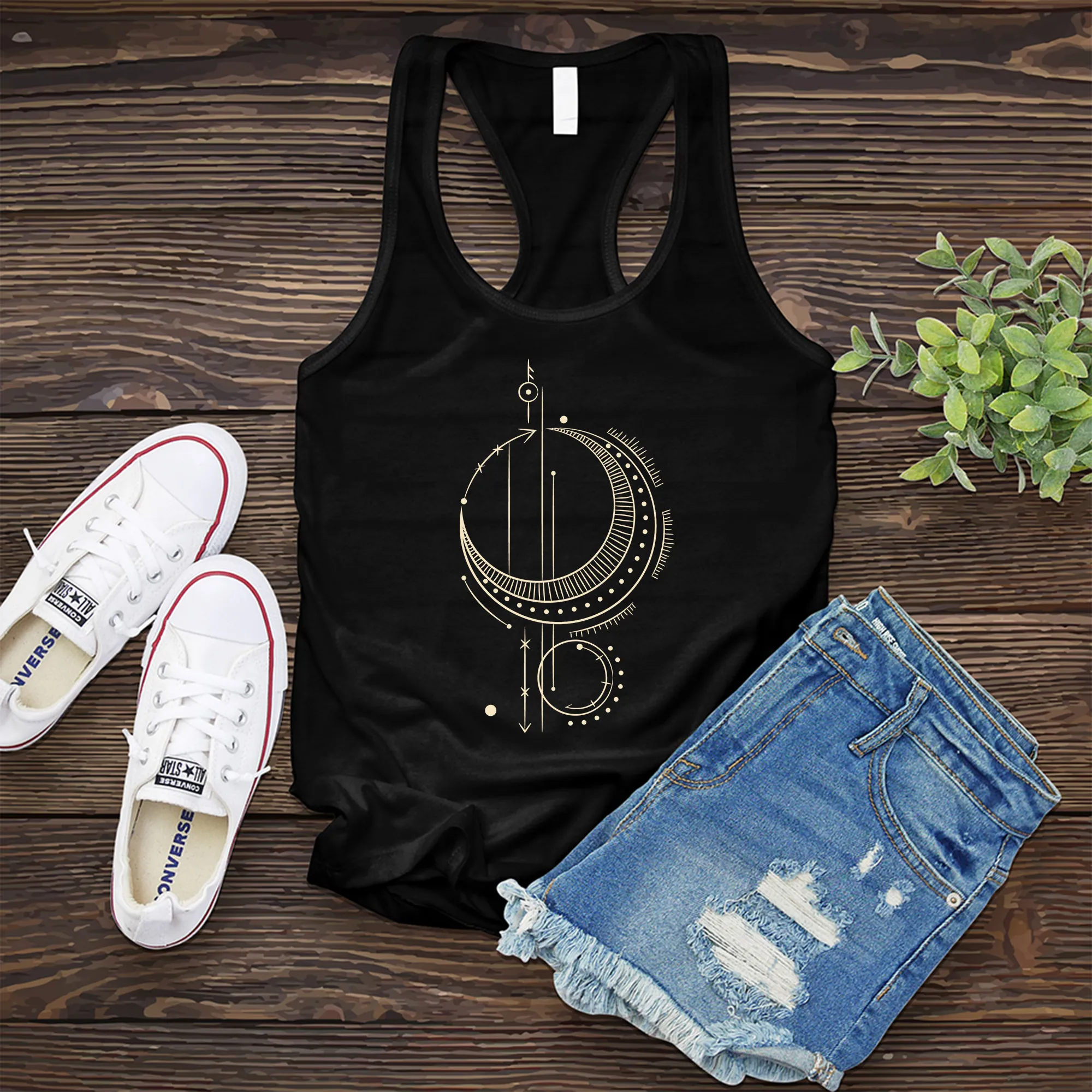 Line Art Moon Women's Tank Top