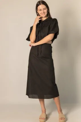 Linen Blend Cargo Skirt