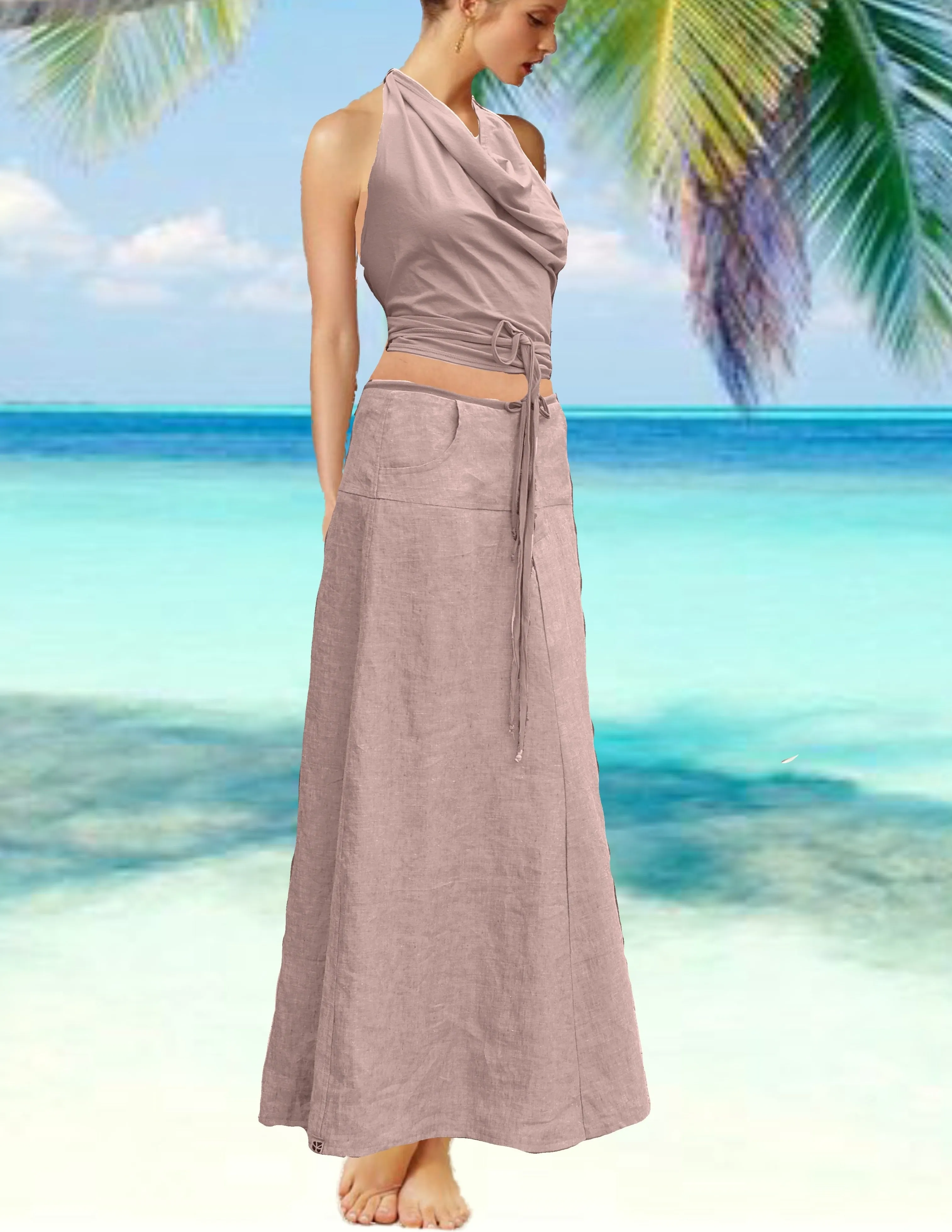 maxi rok in zomerlinnen / maxi  skirt in summer linen