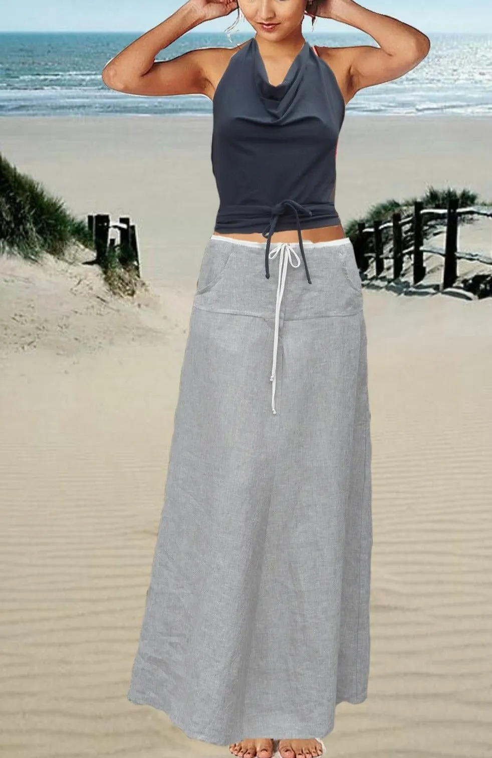 maxi rok in zomerlinnen / maxi  skirt in summer linen