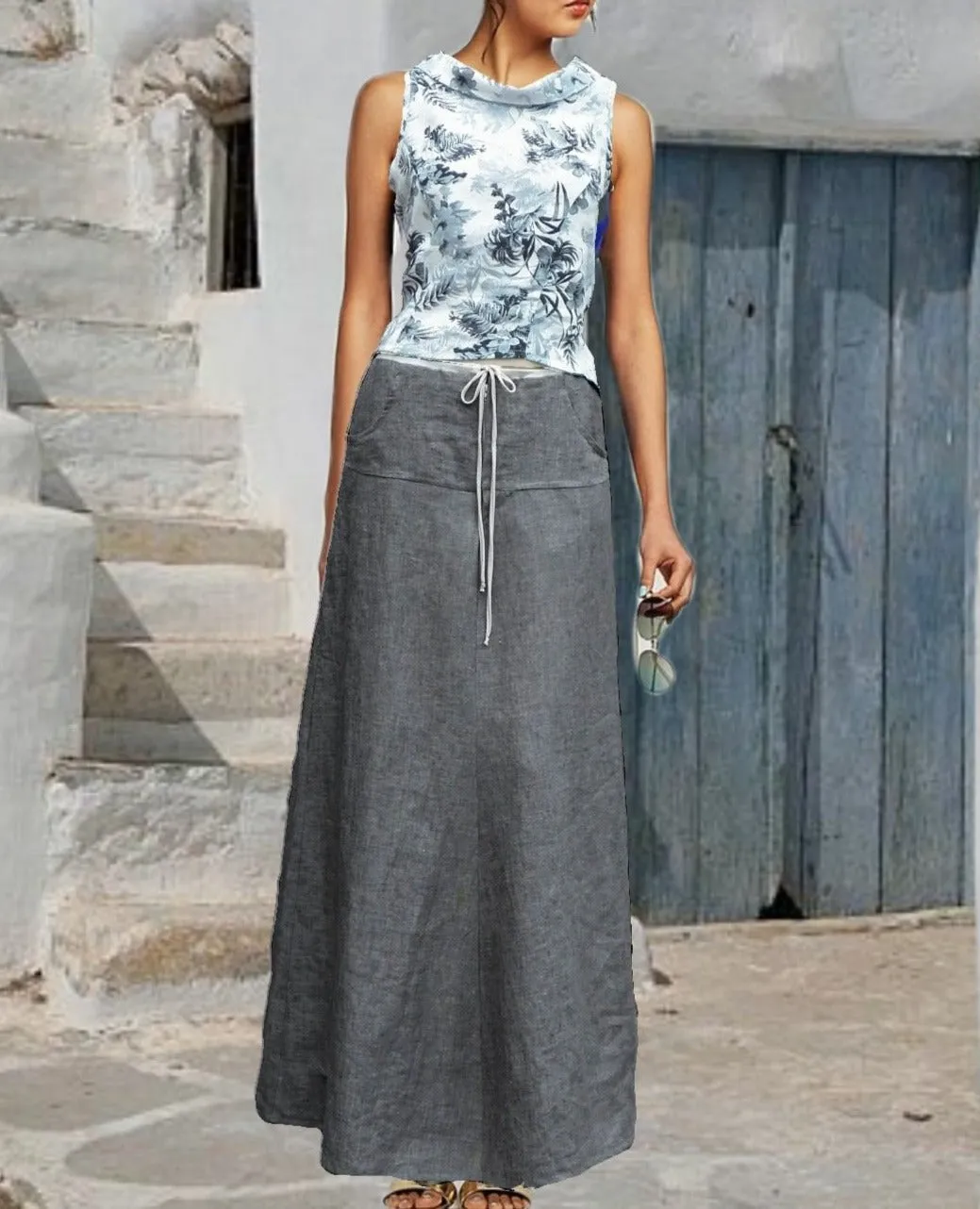 maxi rok in zomerlinnen / maxi  skirt in summer linen