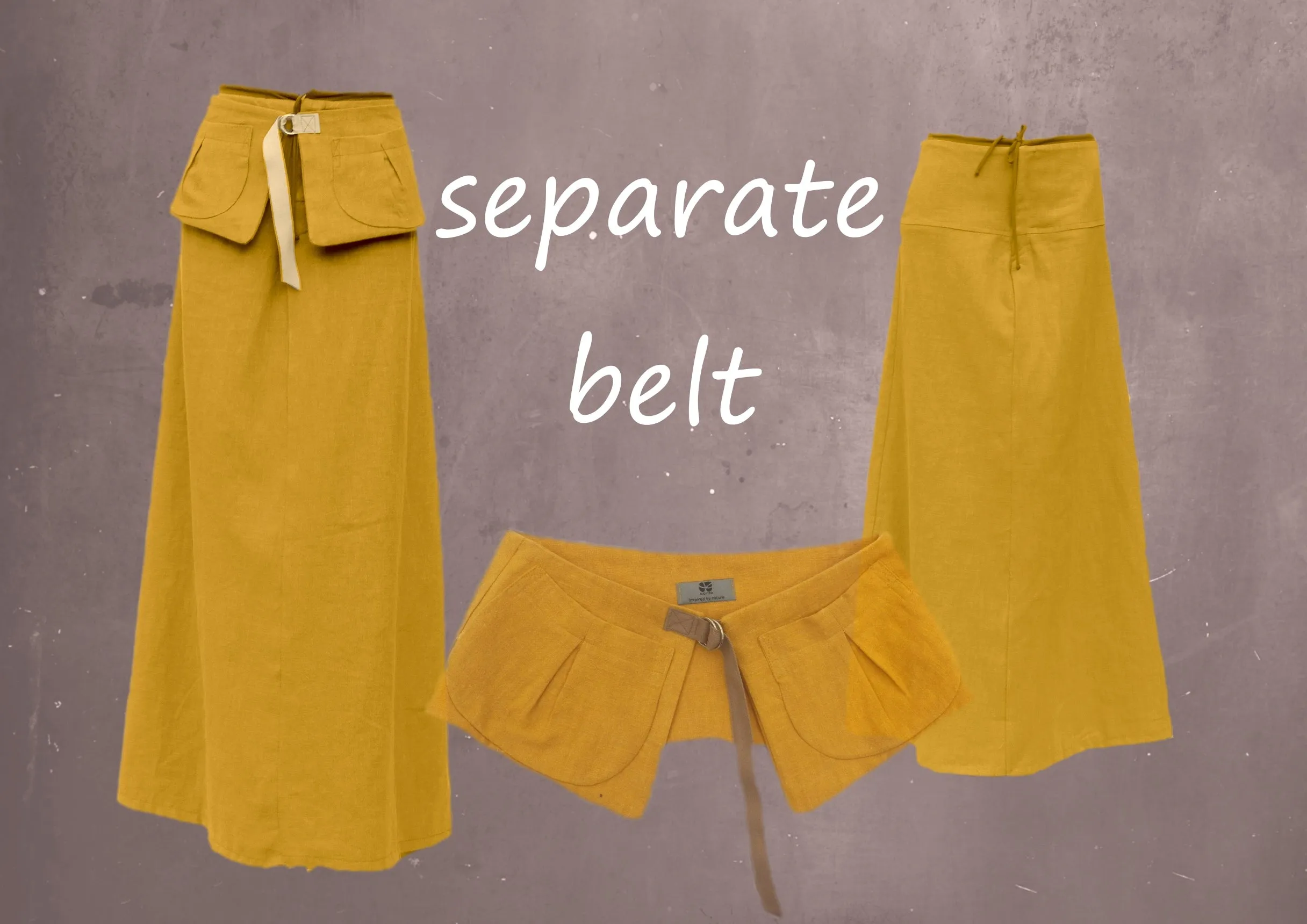 maxi rok van gewassen linnen met losse heupriem,  maxi skirt made of washed linen with separate belt