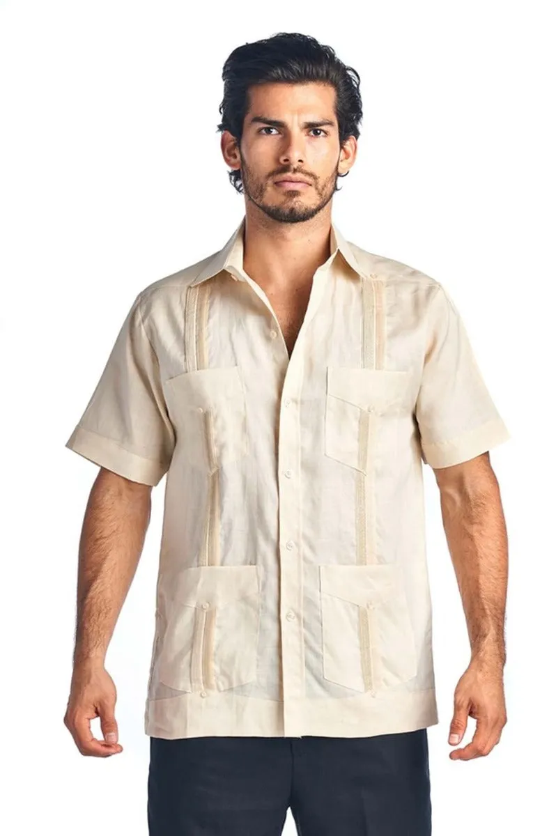 Mojito Collection Big Size Men's Traditional Guayabera Shirt Premium 100% Linen Short Sleeve 3X-8X