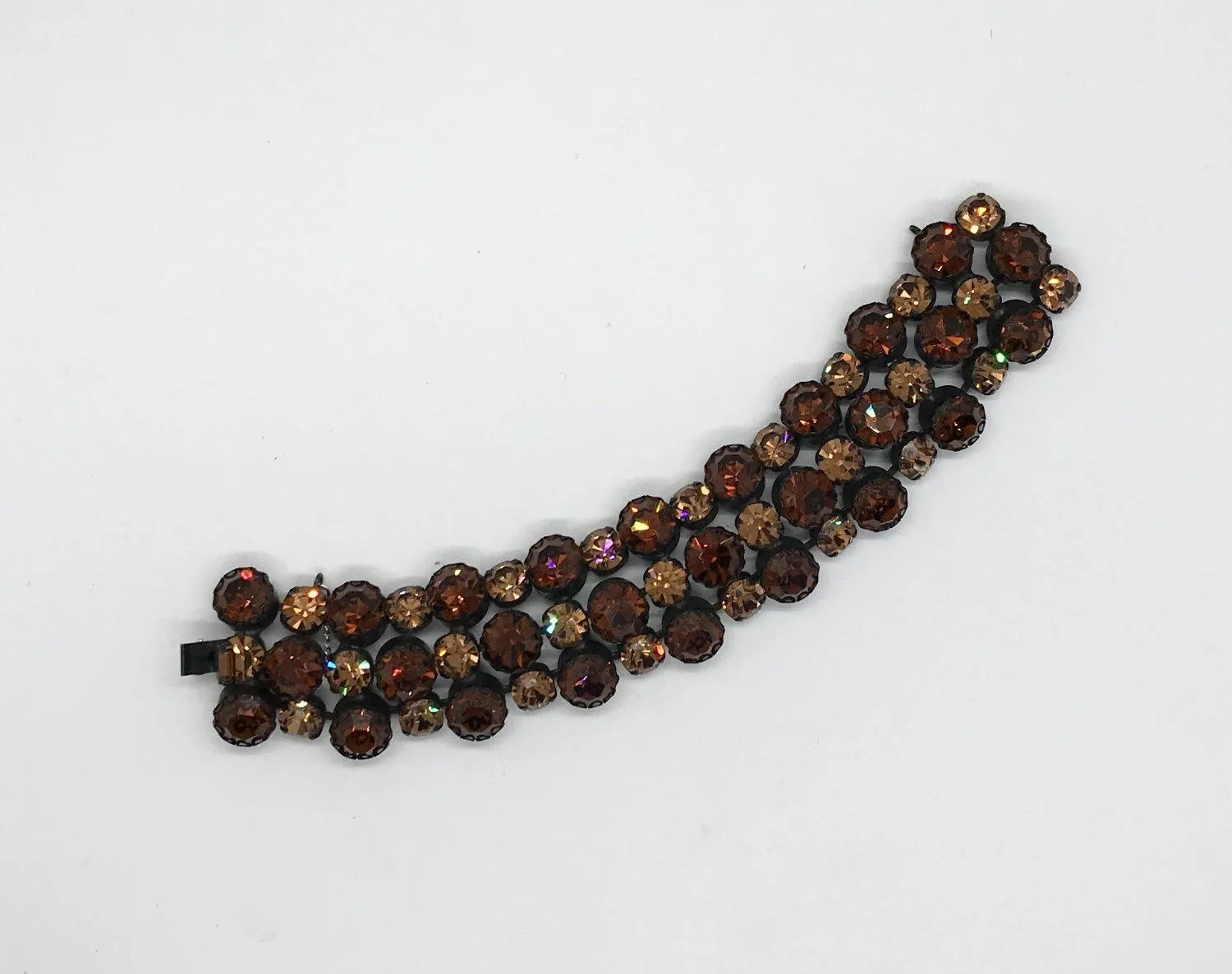 Pure Luxury: Unsigned Regency Root Beer Rhinestone Vintage Bracelet