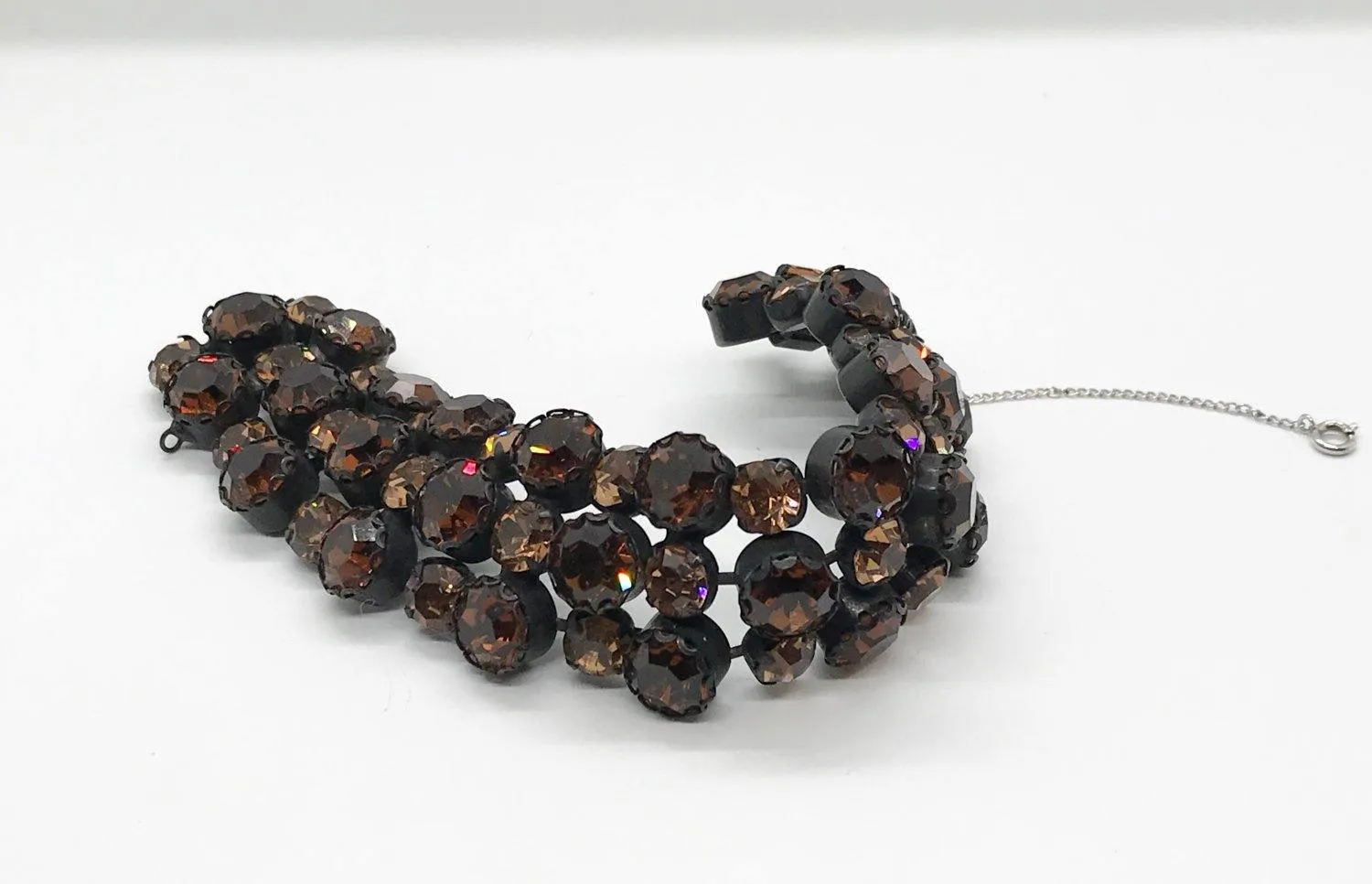 Pure Luxury: Unsigned Regency Root Beer Rhinestone Vintage Bracelet