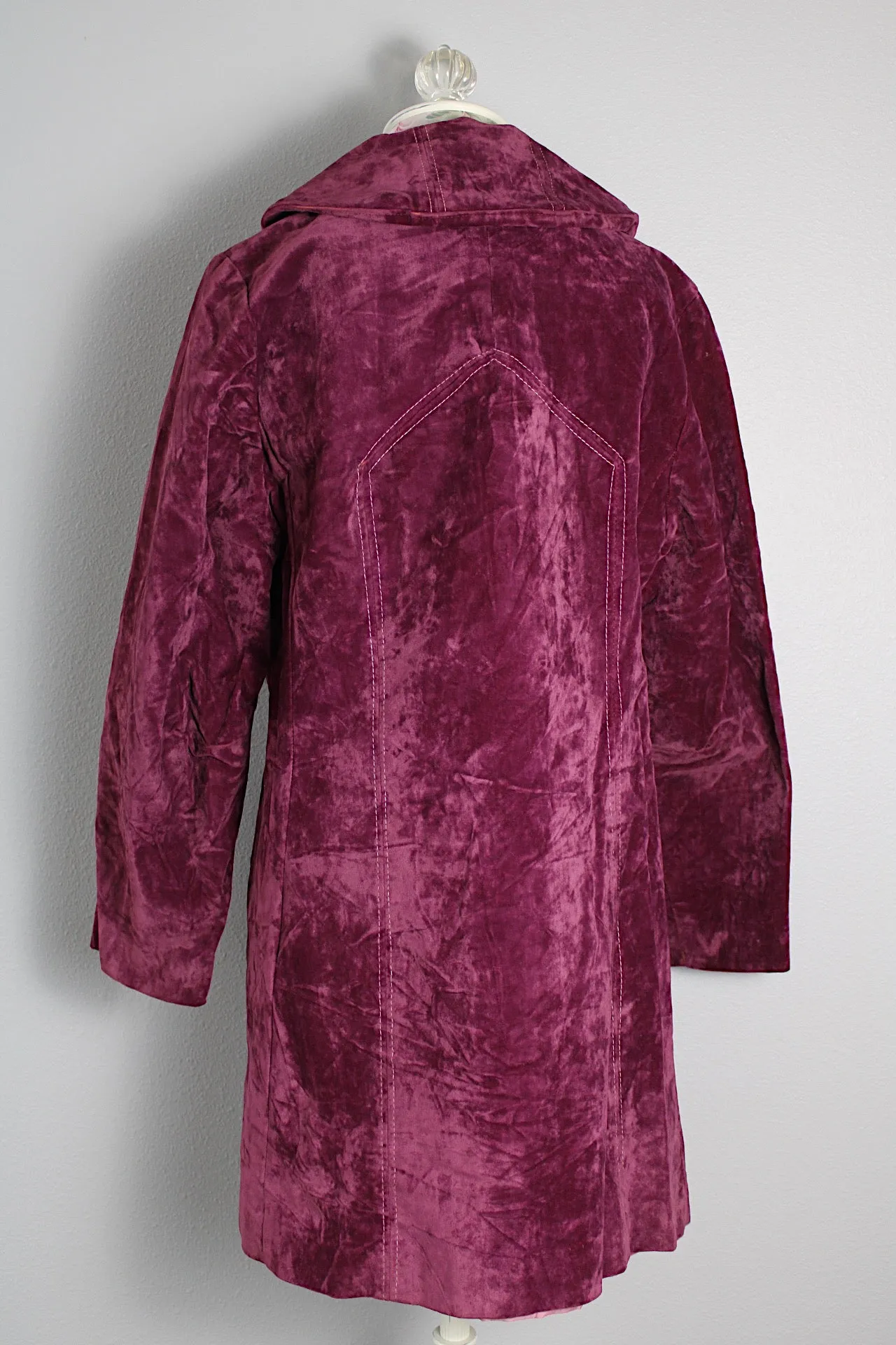 Purple Velvet Zip Up Coat