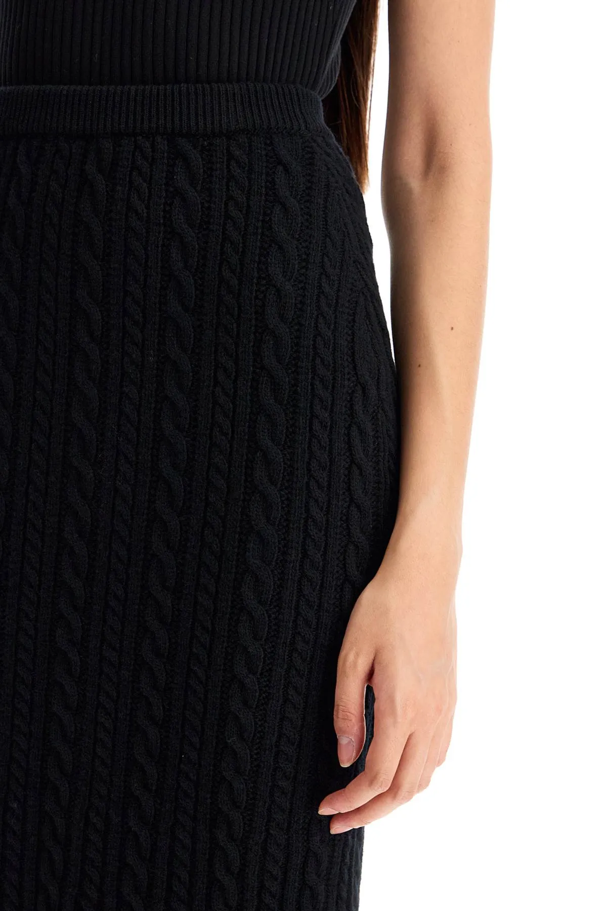 "knitted midi skirt with cable knit
