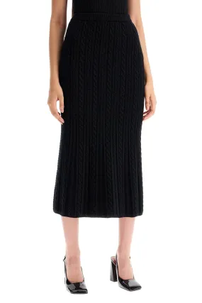 "knitted midi skirt with cable knit