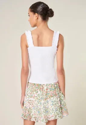 Ruffle White Tank