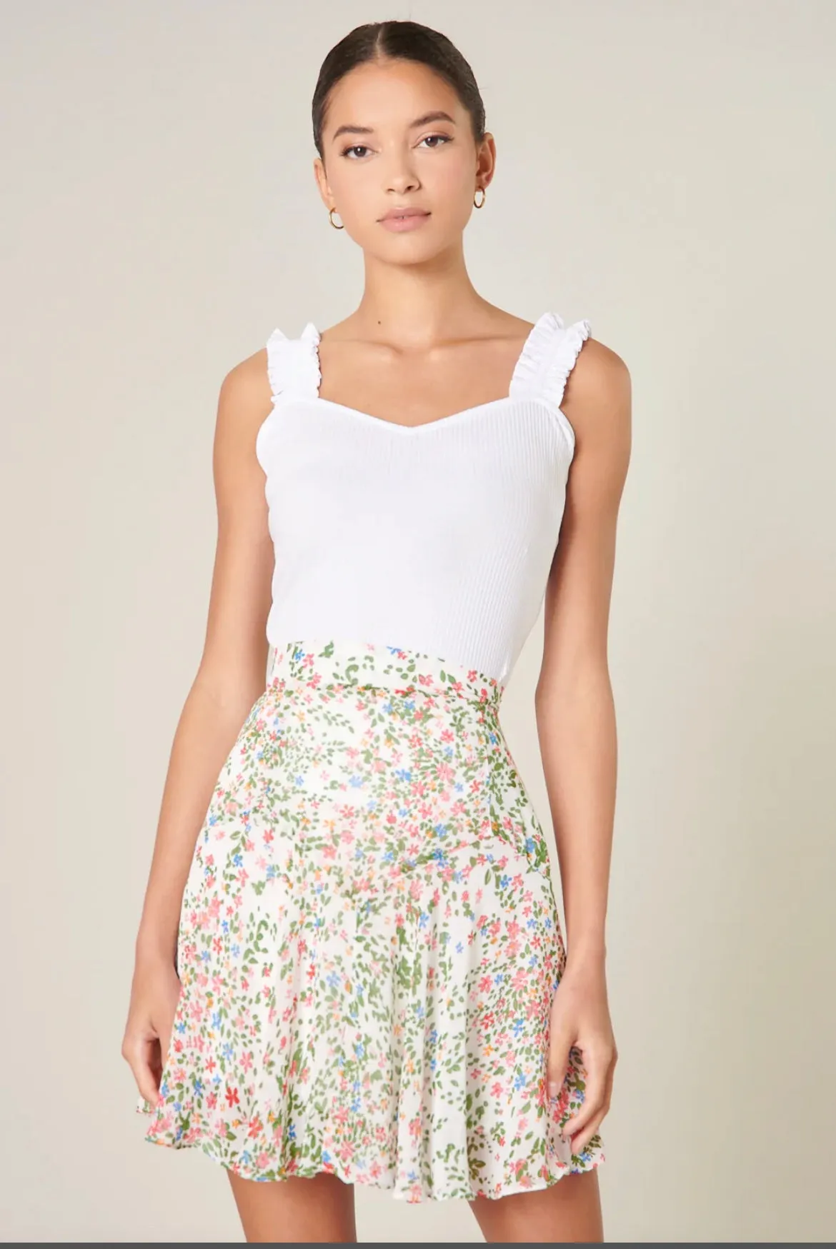 Ruffle White Tank