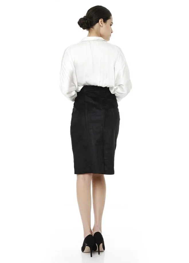 SNS Sense Black Long Suede Skirt - Bradford