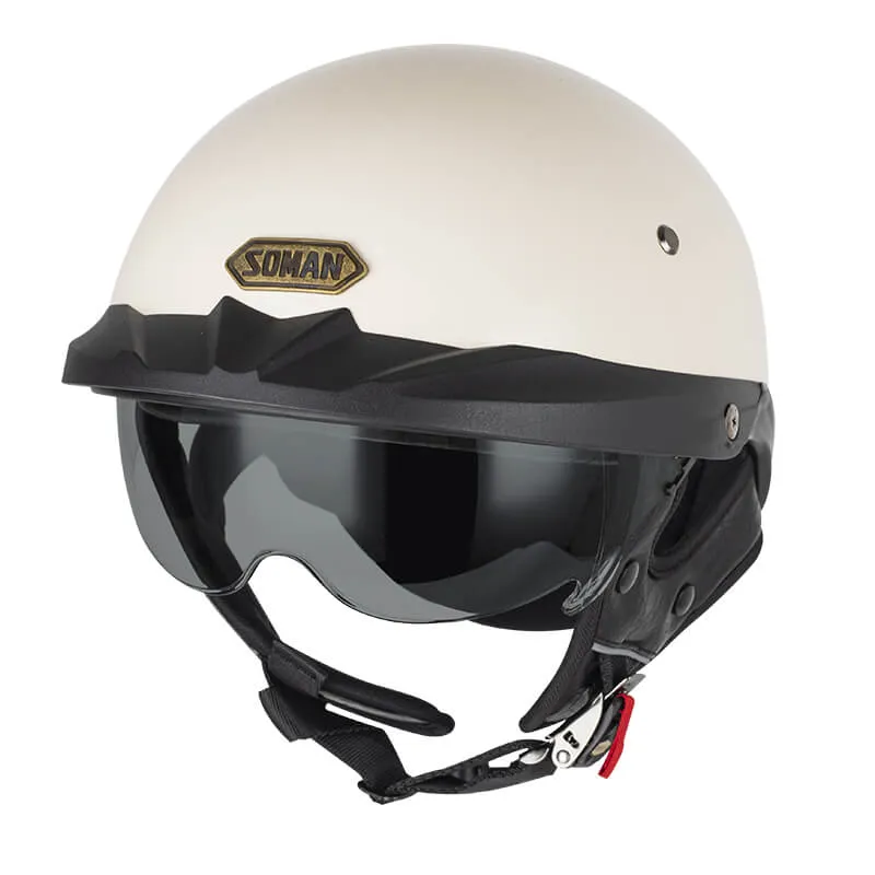 Sturgis Style DOT Helmet with Retractable UV Lens - Ivory White