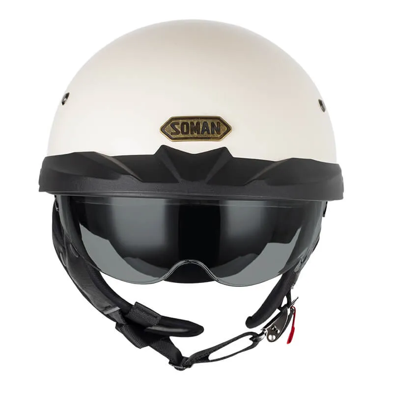 Sturgis Style DOT Helmet with Retractable UV Lens - Ivory White