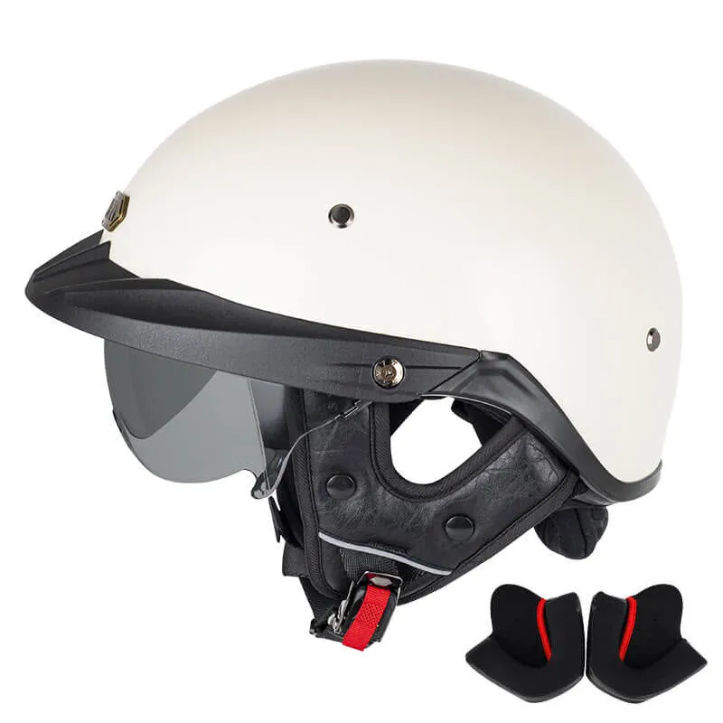 Sturgis Style DOT Helmet with Retractable UV Lens - Ivory White
