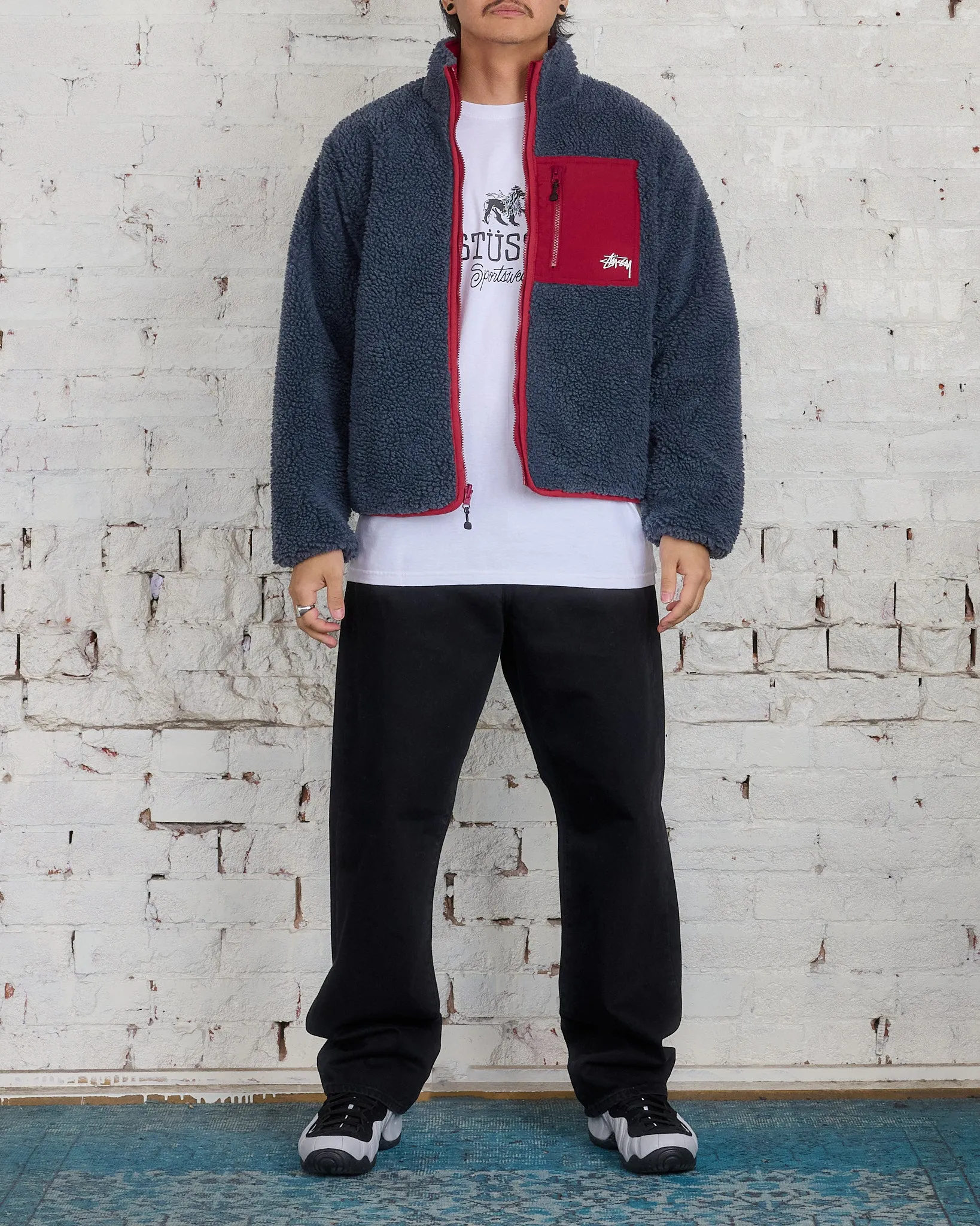 Stussy Sherpa Reversible Jacket Smoke