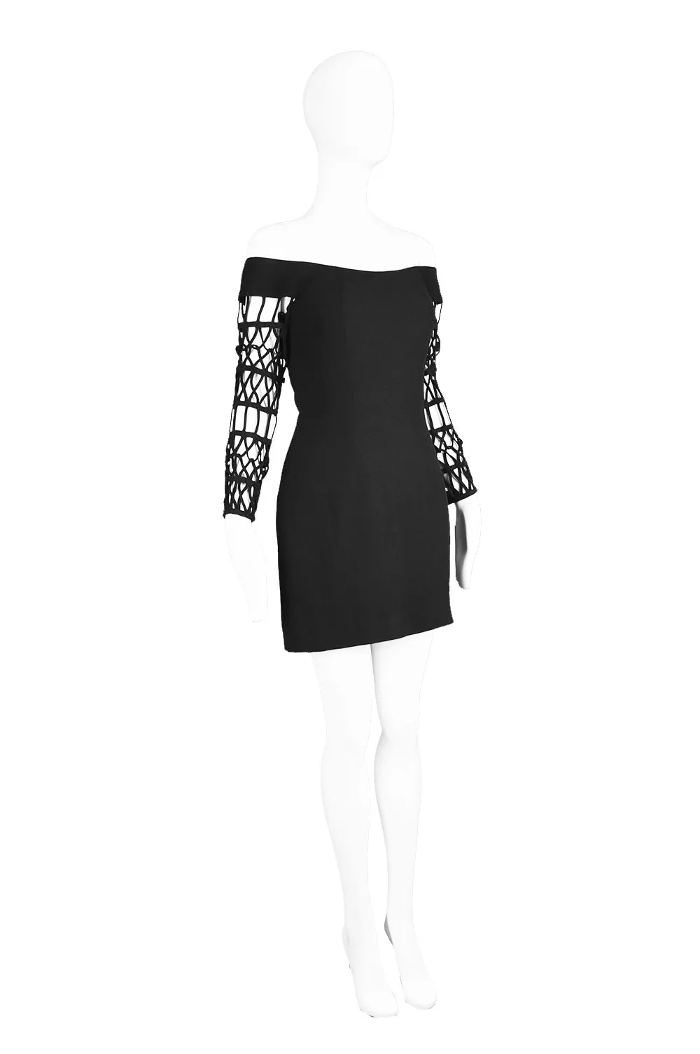 Vintage Off Shoulder Cage Sleeve Dress, 1990s