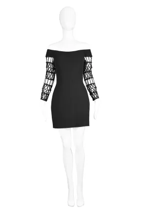 Vintage Off Shoulder Cage Sleeve Dress, 1990s