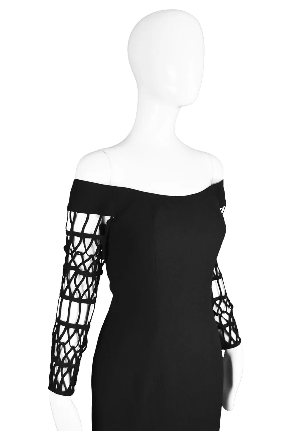 Vintage Off Shoulder Cage Sleeve Dress, 1990s